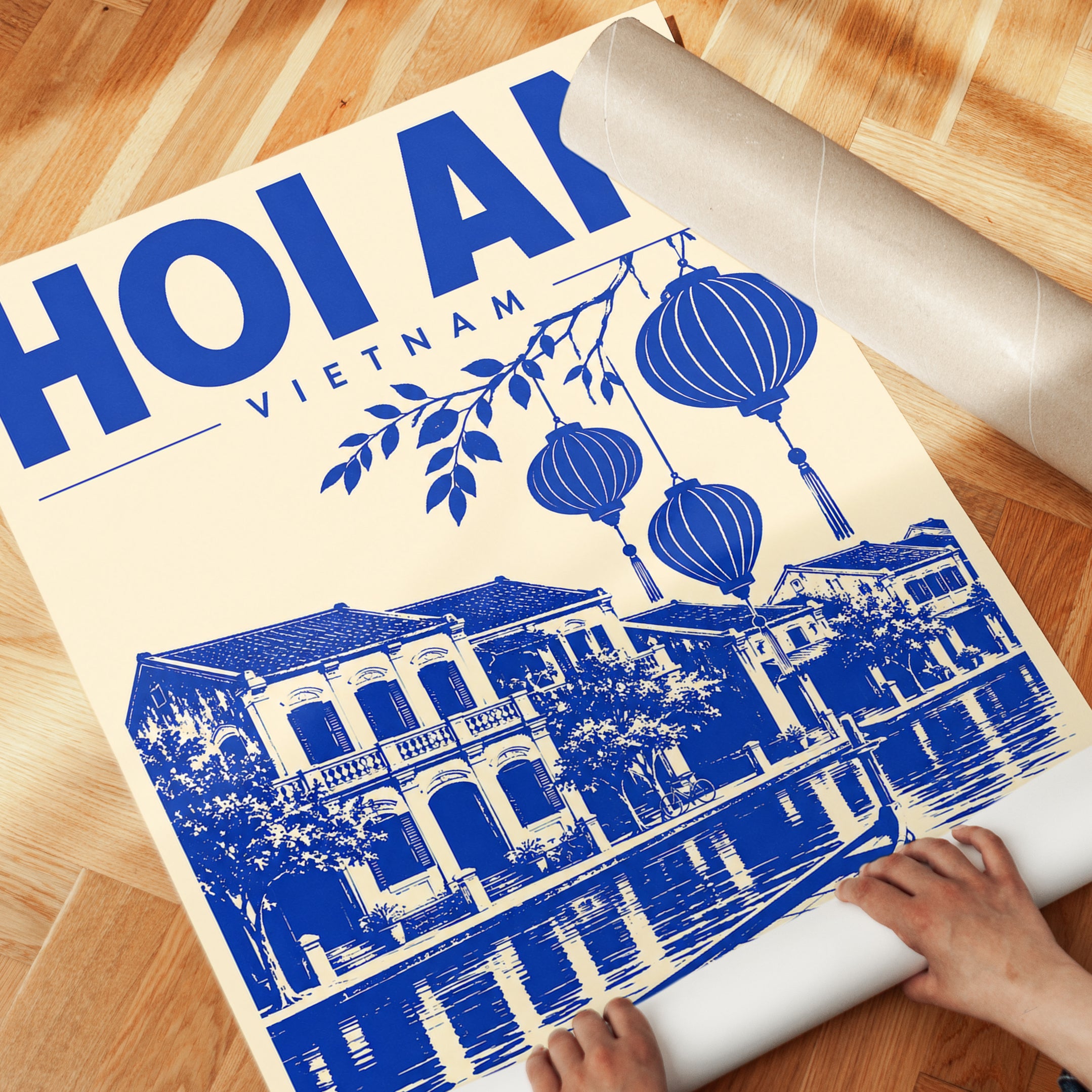 Vietnam Travel Poster – Hoi An Wall Art - detail