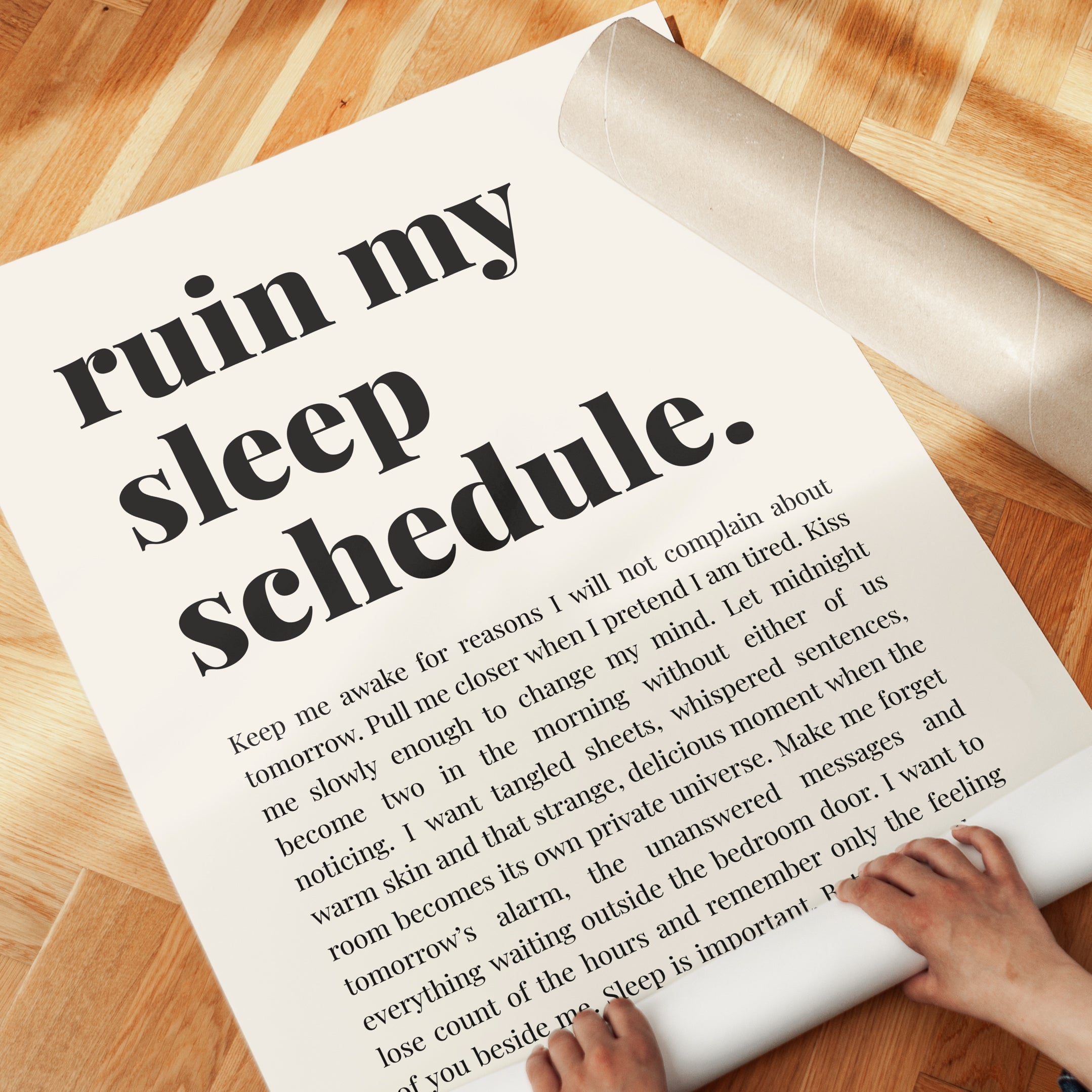 Bedroom Wall Art – Sleep Quote Print - detail