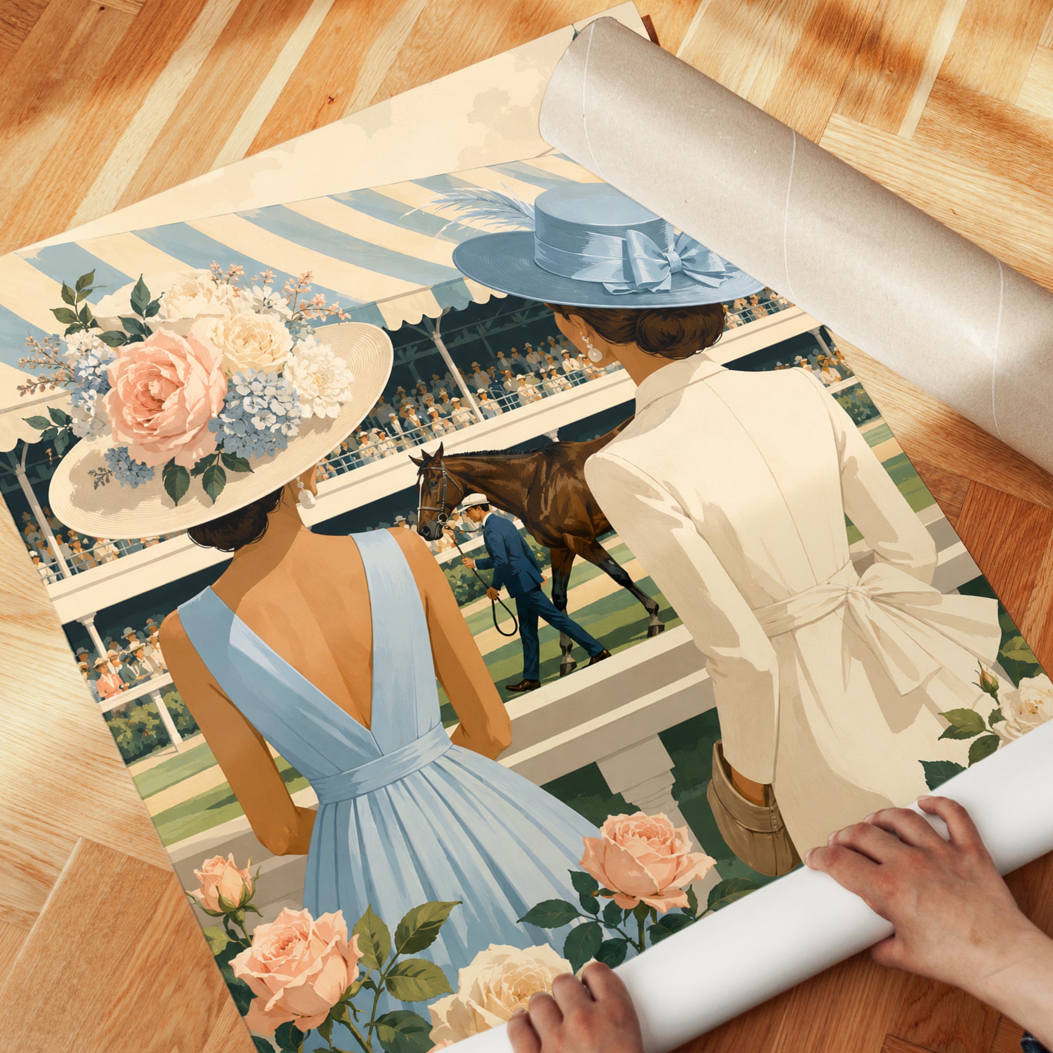 Kentucky Derby Wall Art: Elegant Floral Hats - detail