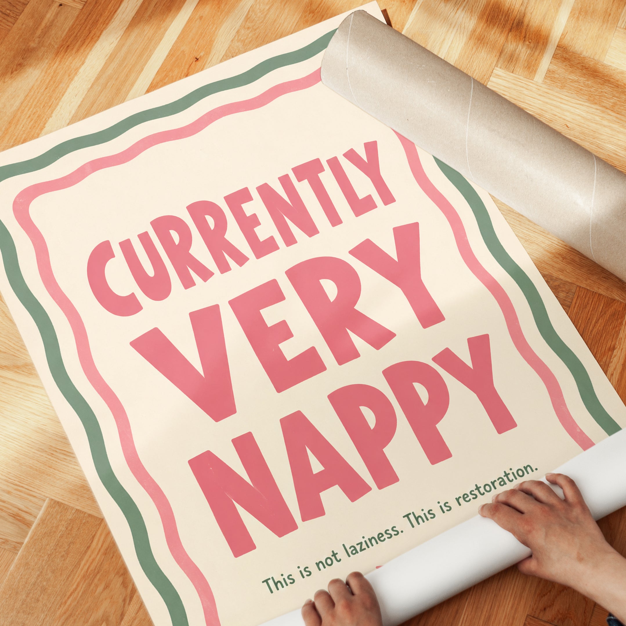 Currently Very Nappy Poster: Retro Typography Wall Art - detail