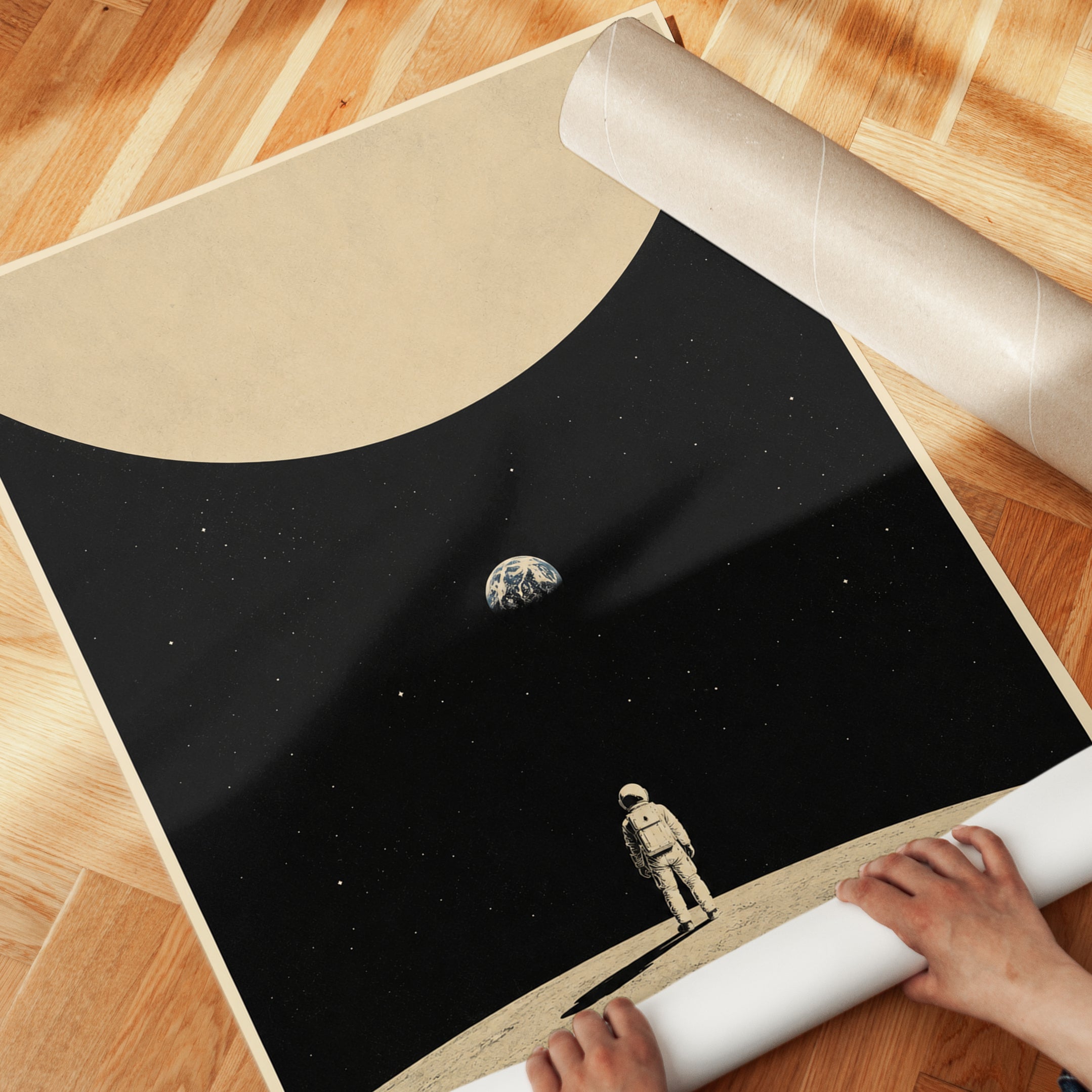 Space Wall Art – Astronaut Moon Print - detail