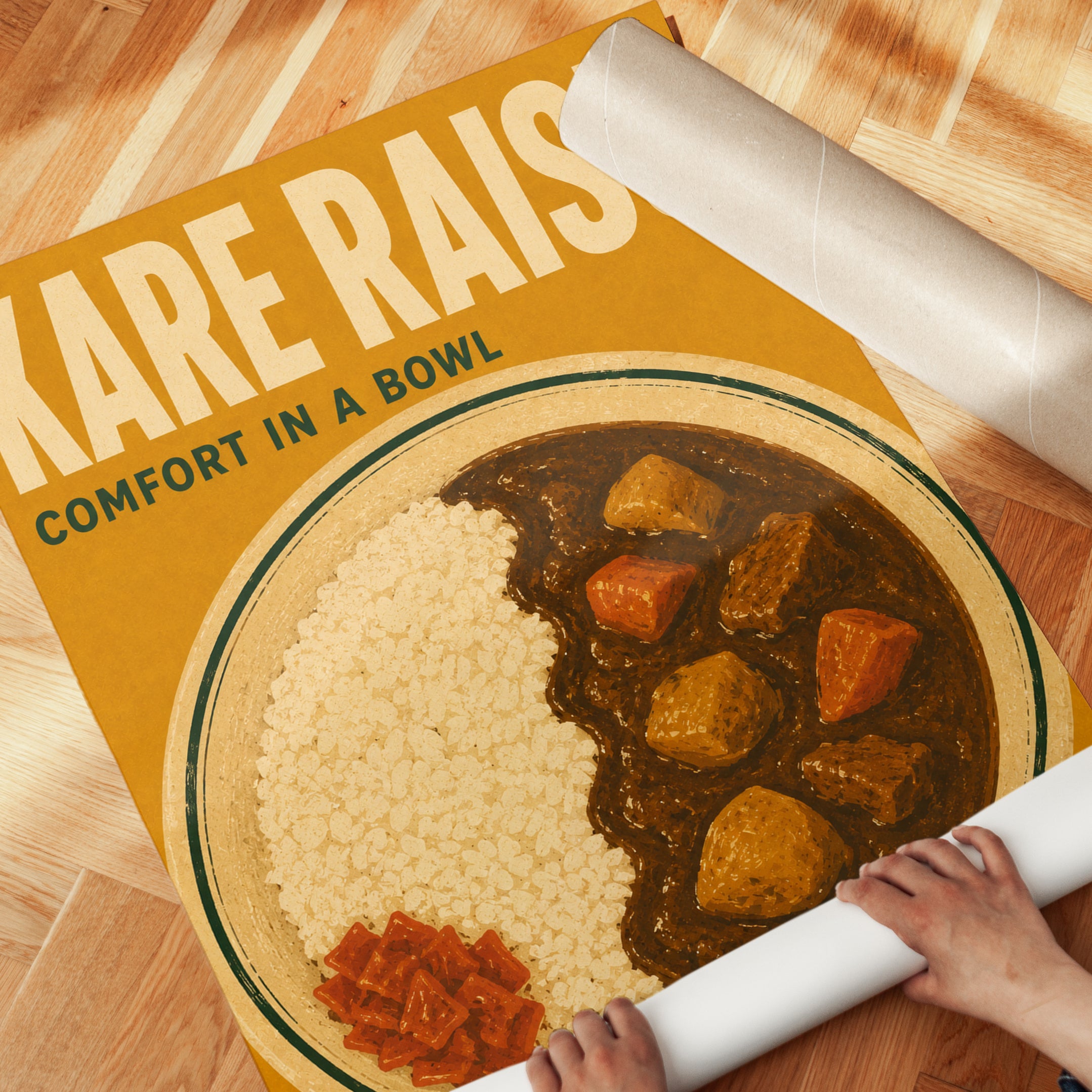 Japanese Food Wall Art – Kare Raisu Poster - detail