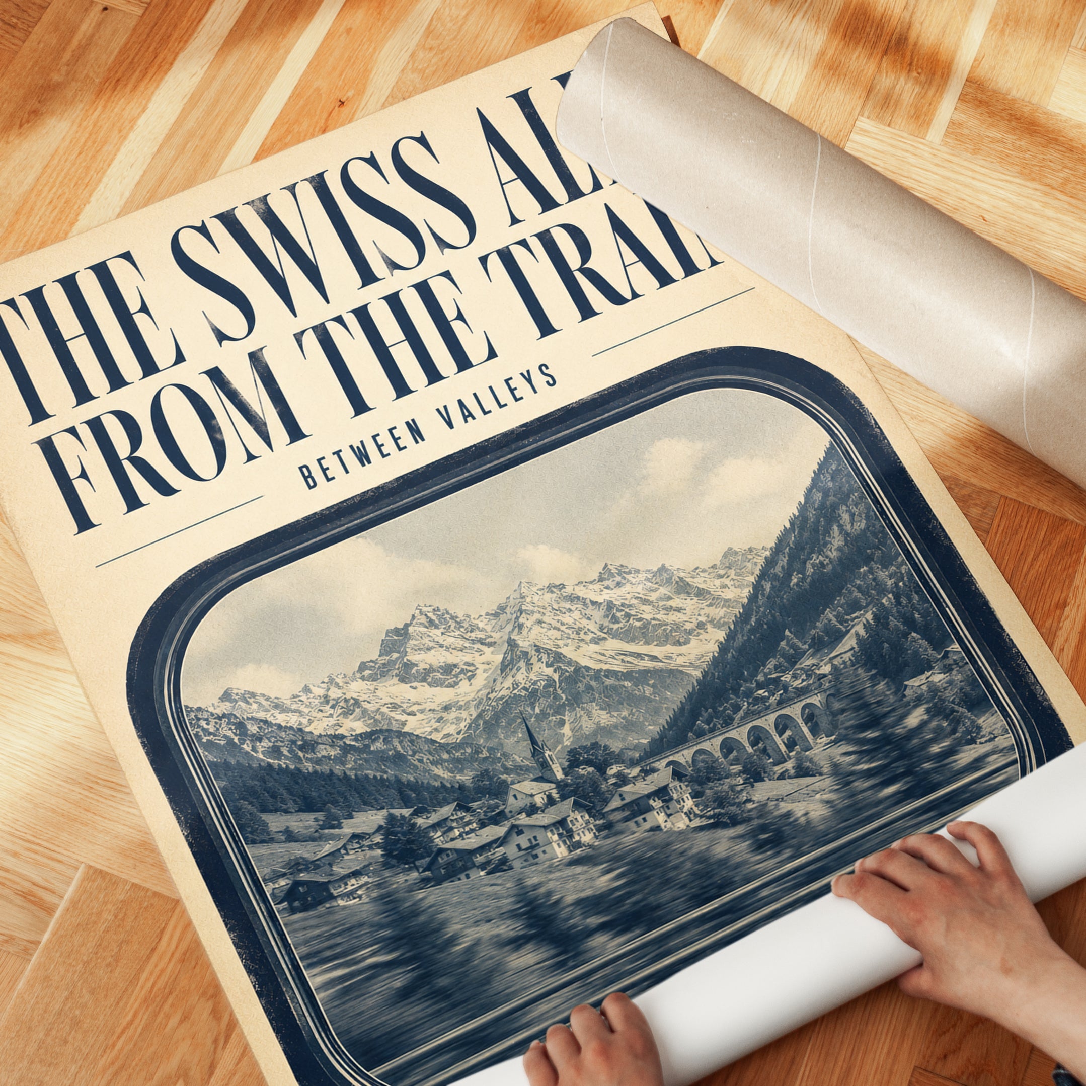 Switzerland Travel Poster – Swiss Alps Print - detail
