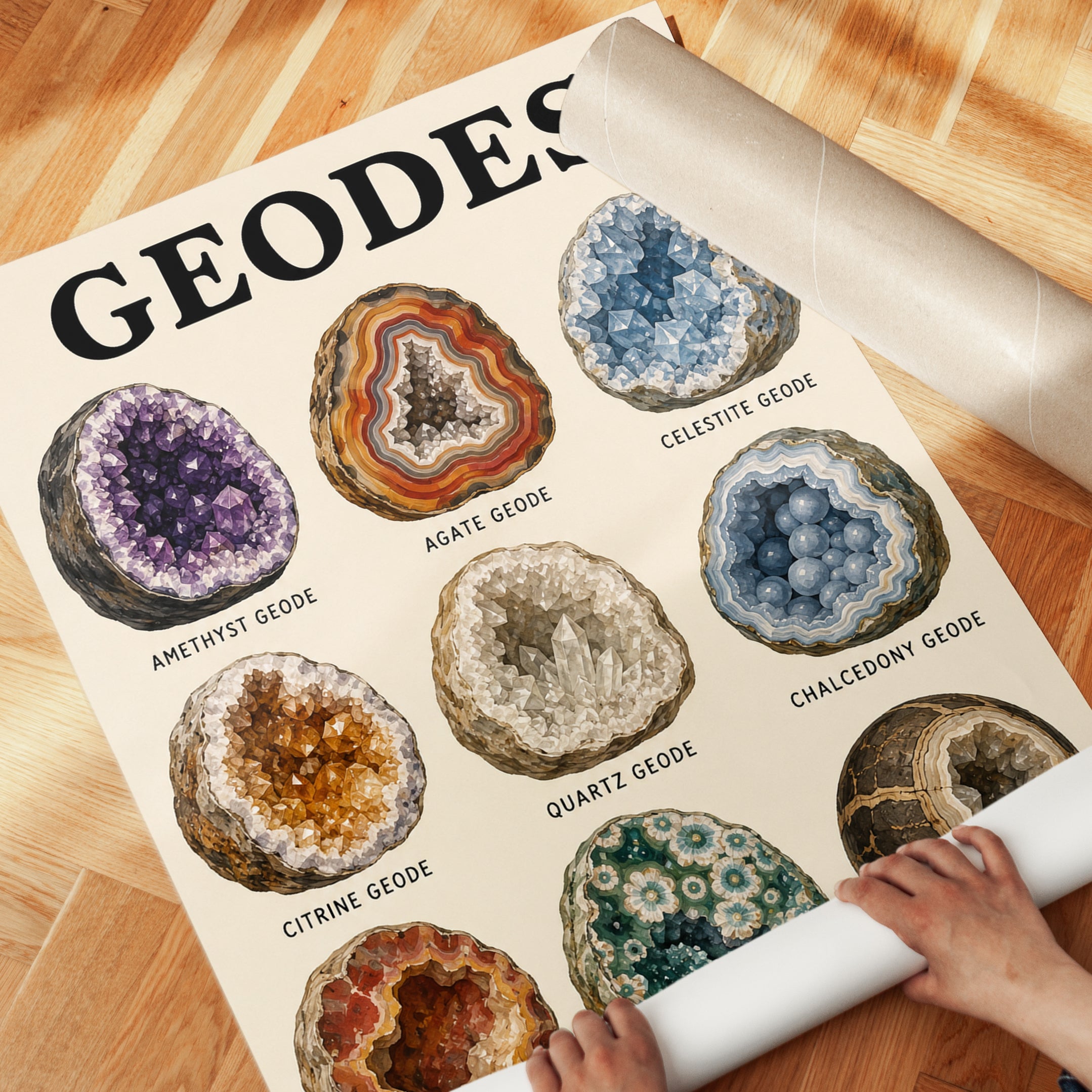 Geodes Educational Print — Vintage Science Illustration - detail