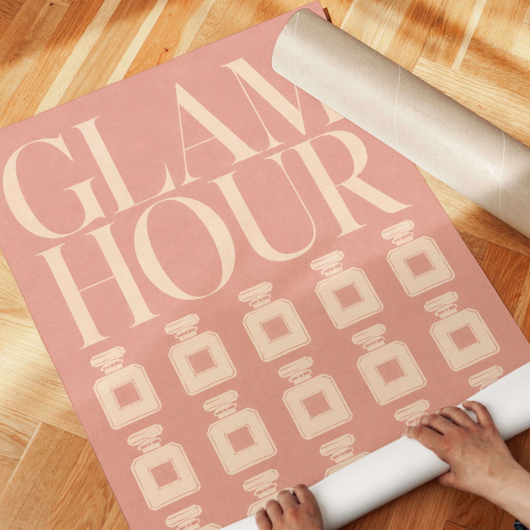 Fashion Wall Art Print: Glam Hour Perfume Bottles - detail
