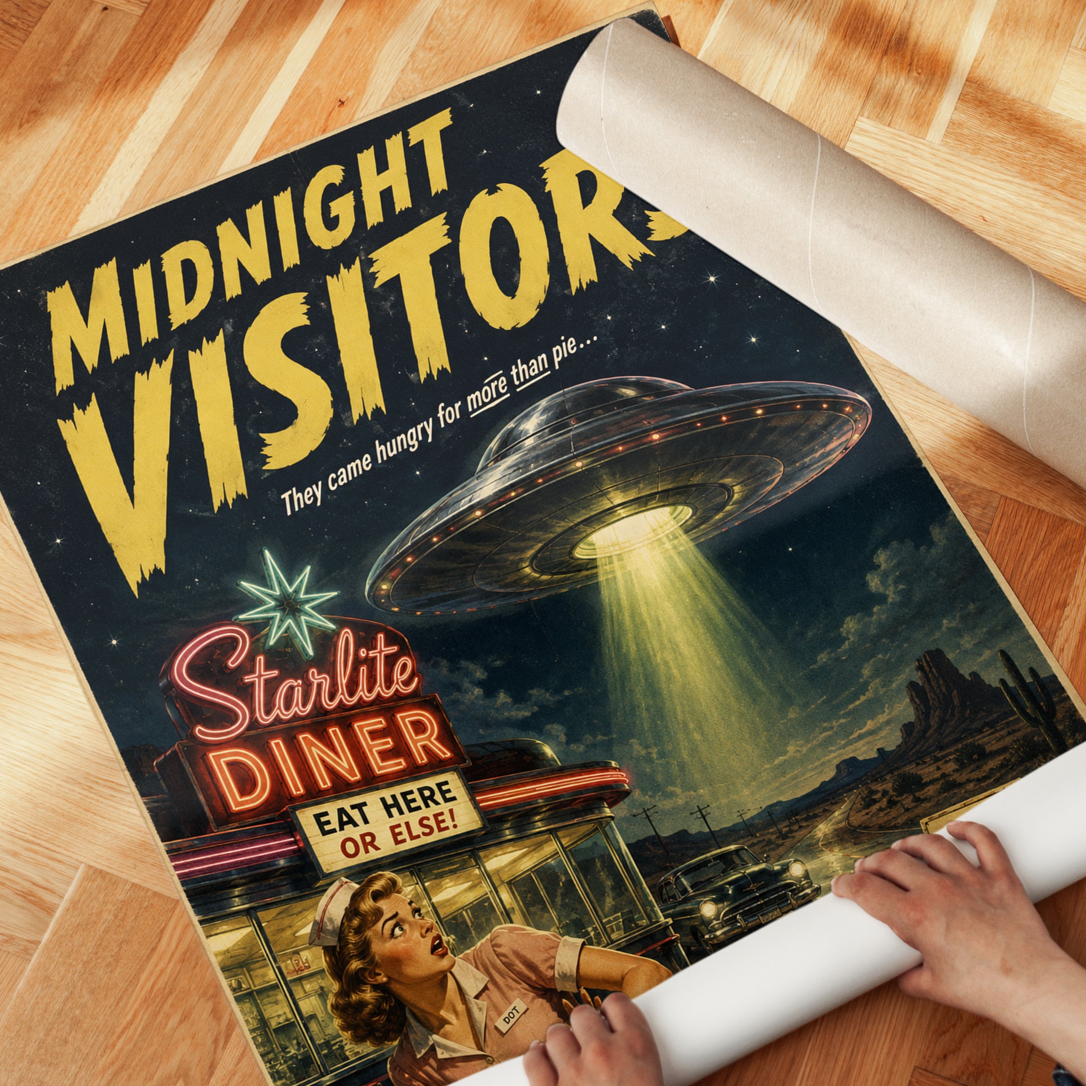 Retro Diner Wall Art – UFO Poster - detail