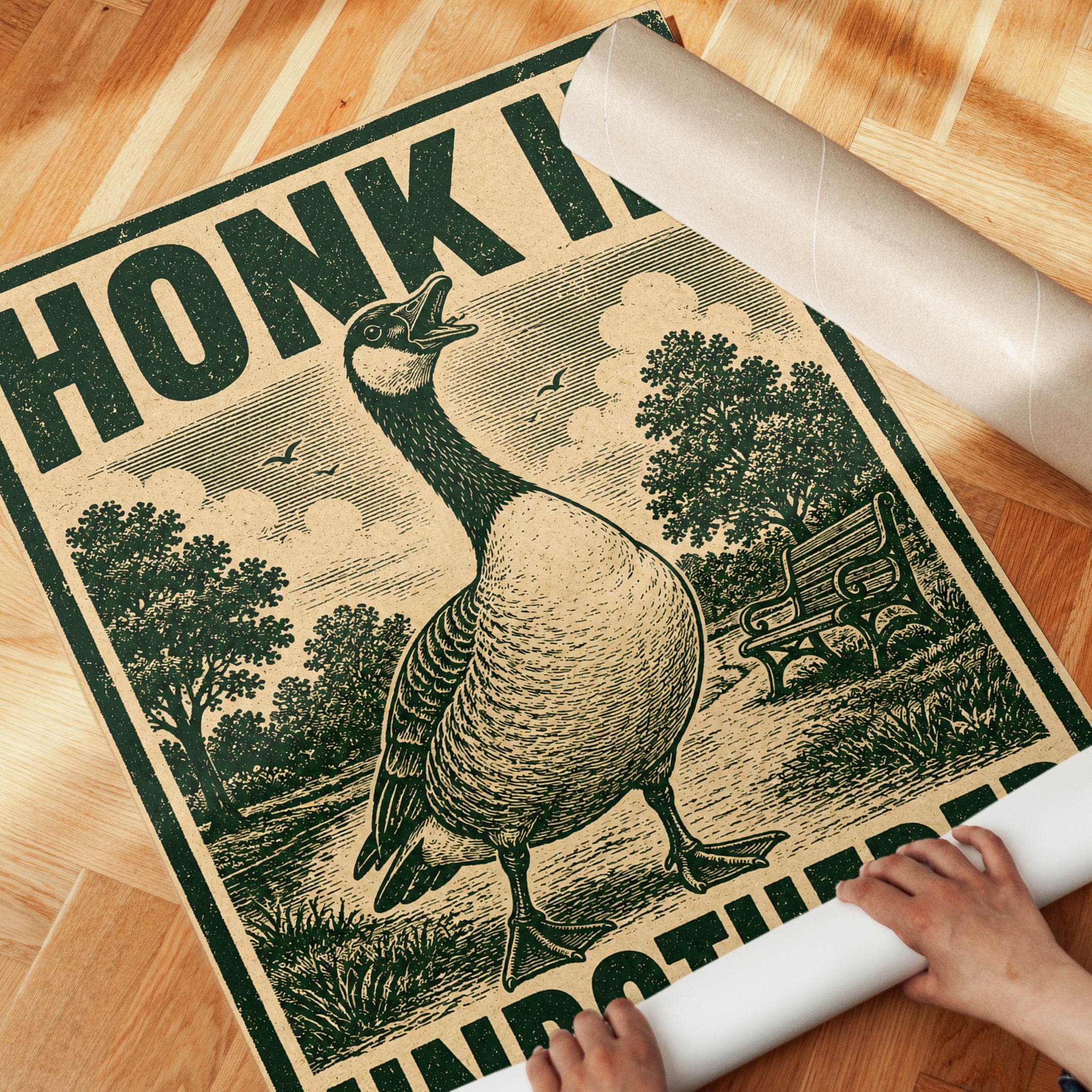 Goose Wall Art Print: Funny Vintage Propaganda - detail