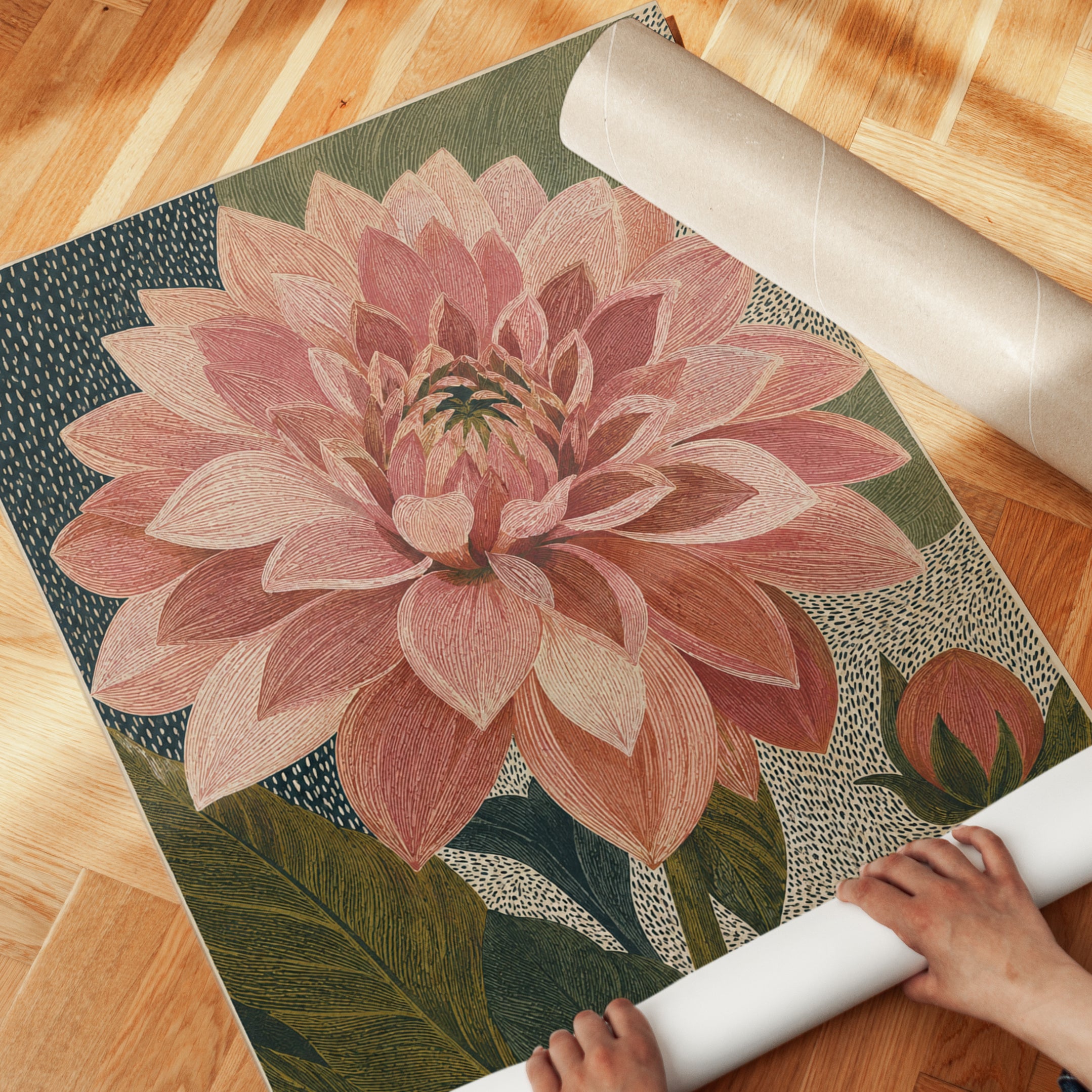 Vintage Dahlia Print – Botanical Wall Art - detail