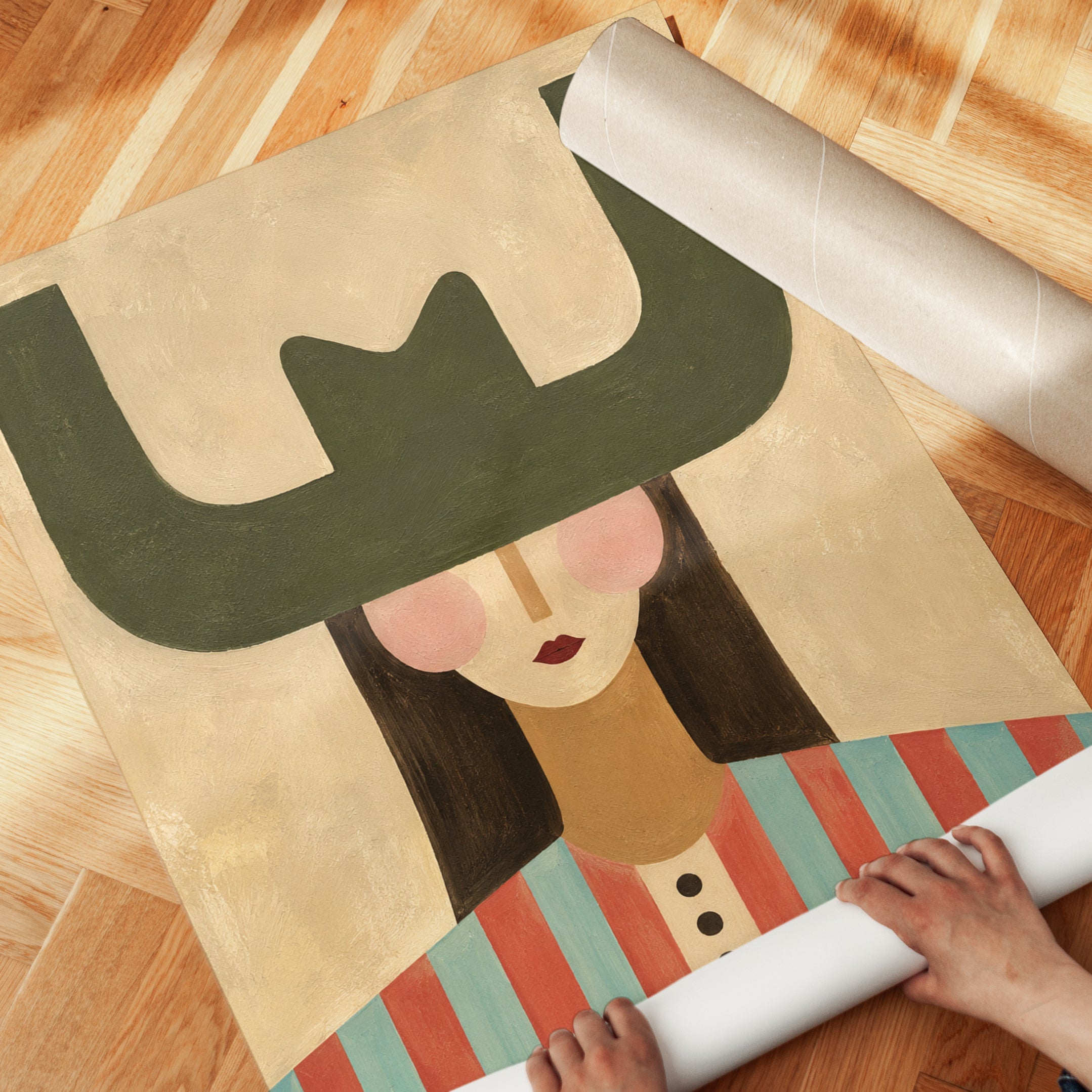 Mid Century Modern Portrait Print - detail