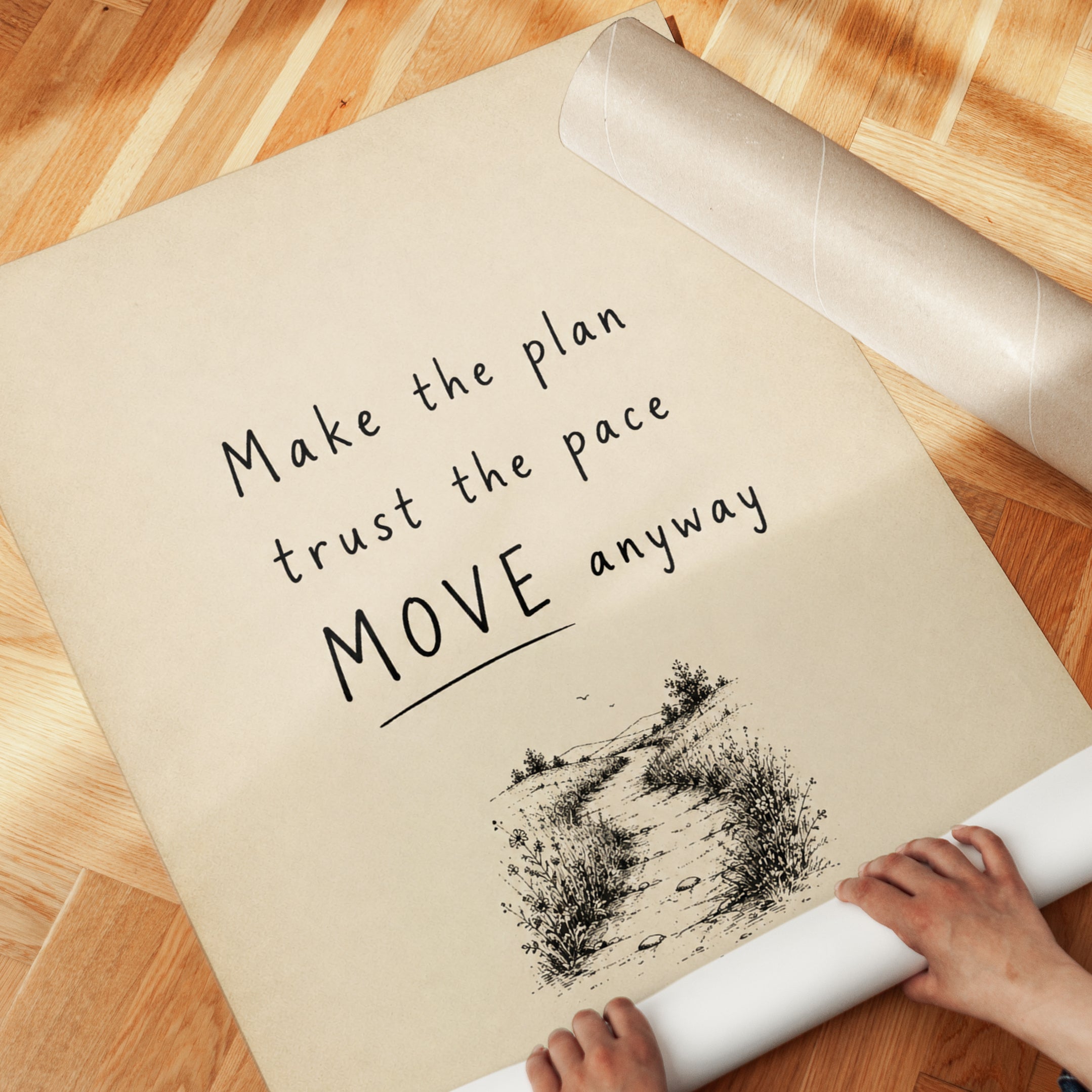 Make the Plan Move Anyway Print: Motivational Path Art - detail