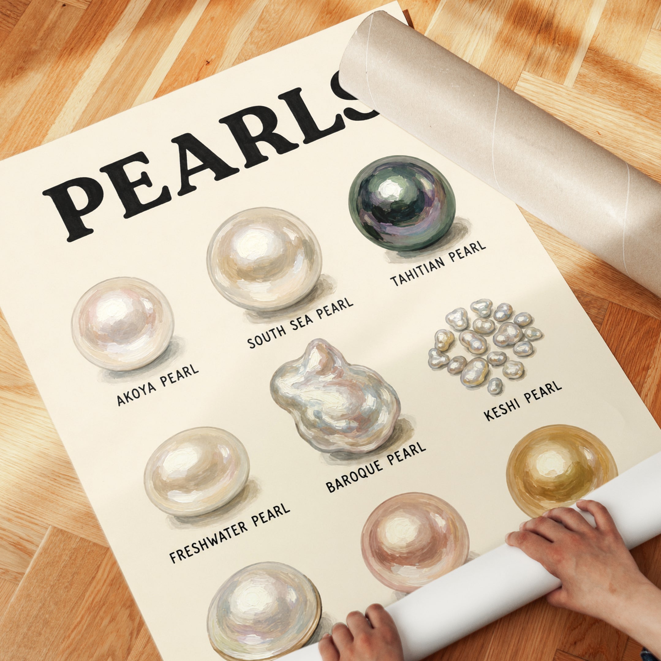 Pearls Educational Chart Print — Vintage Science Illustration - detail