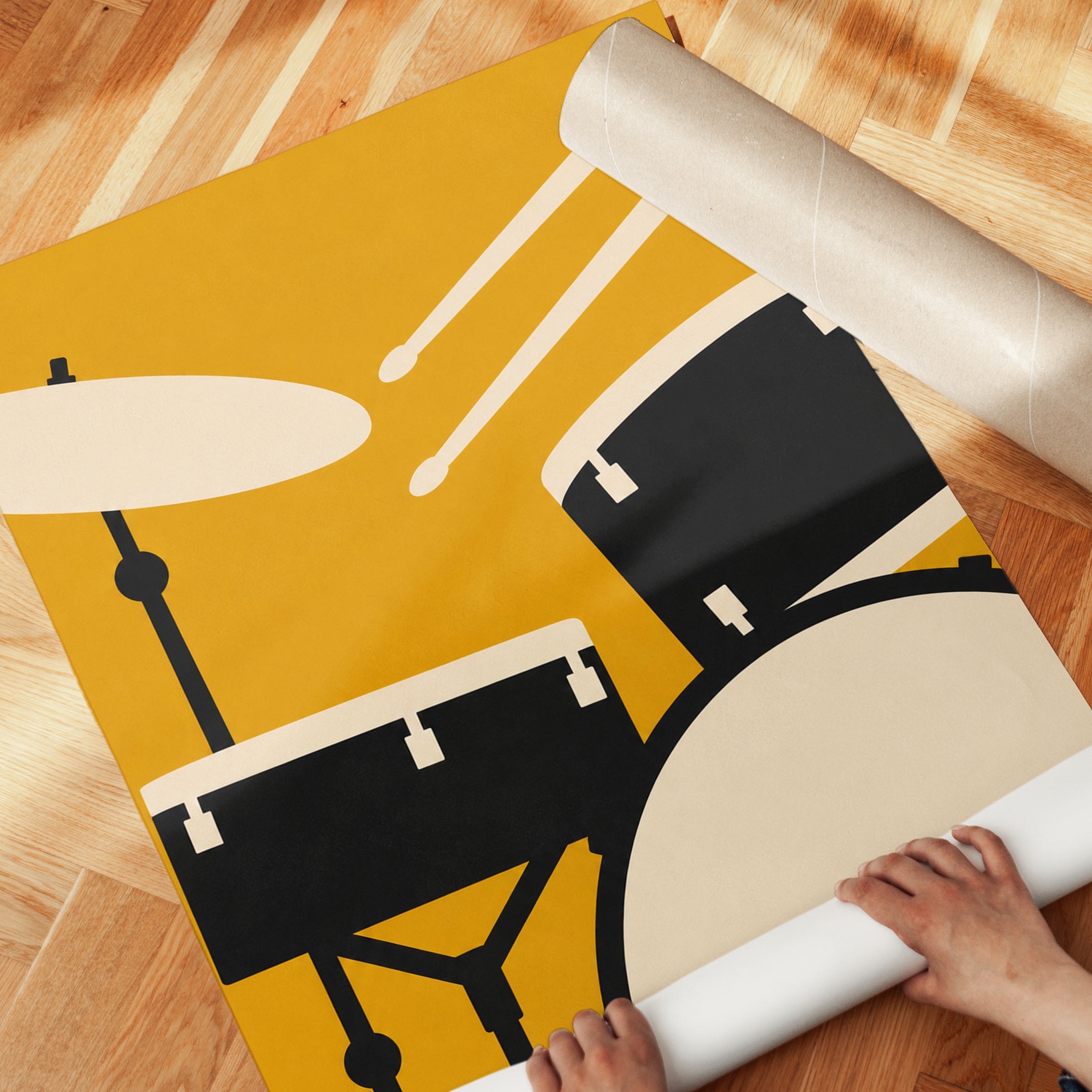 Drum Set Art Print — Bold Graphic Illustration - detail