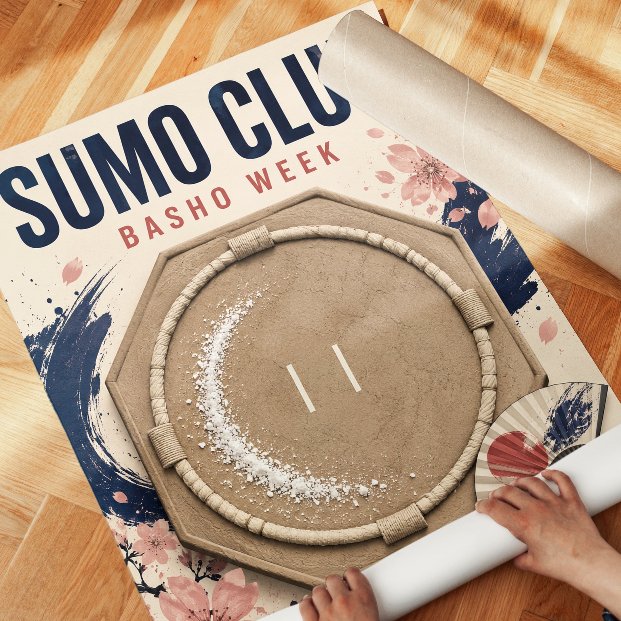 Sumo Wrestling Ring Art Print: Japanese Sports Poster Design - detail
