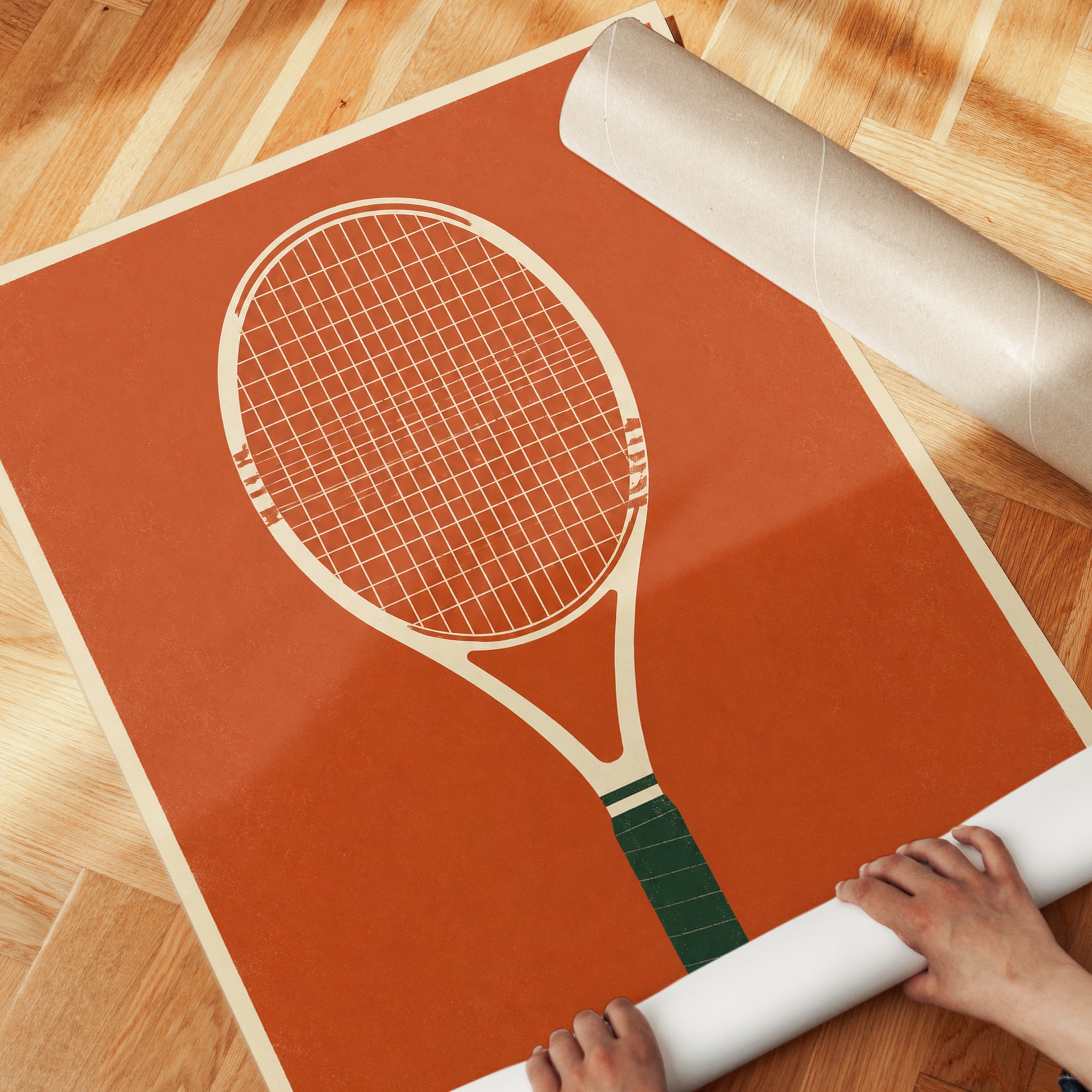 Tennis Racket Wall Art – Minimalist Sports Print - detail