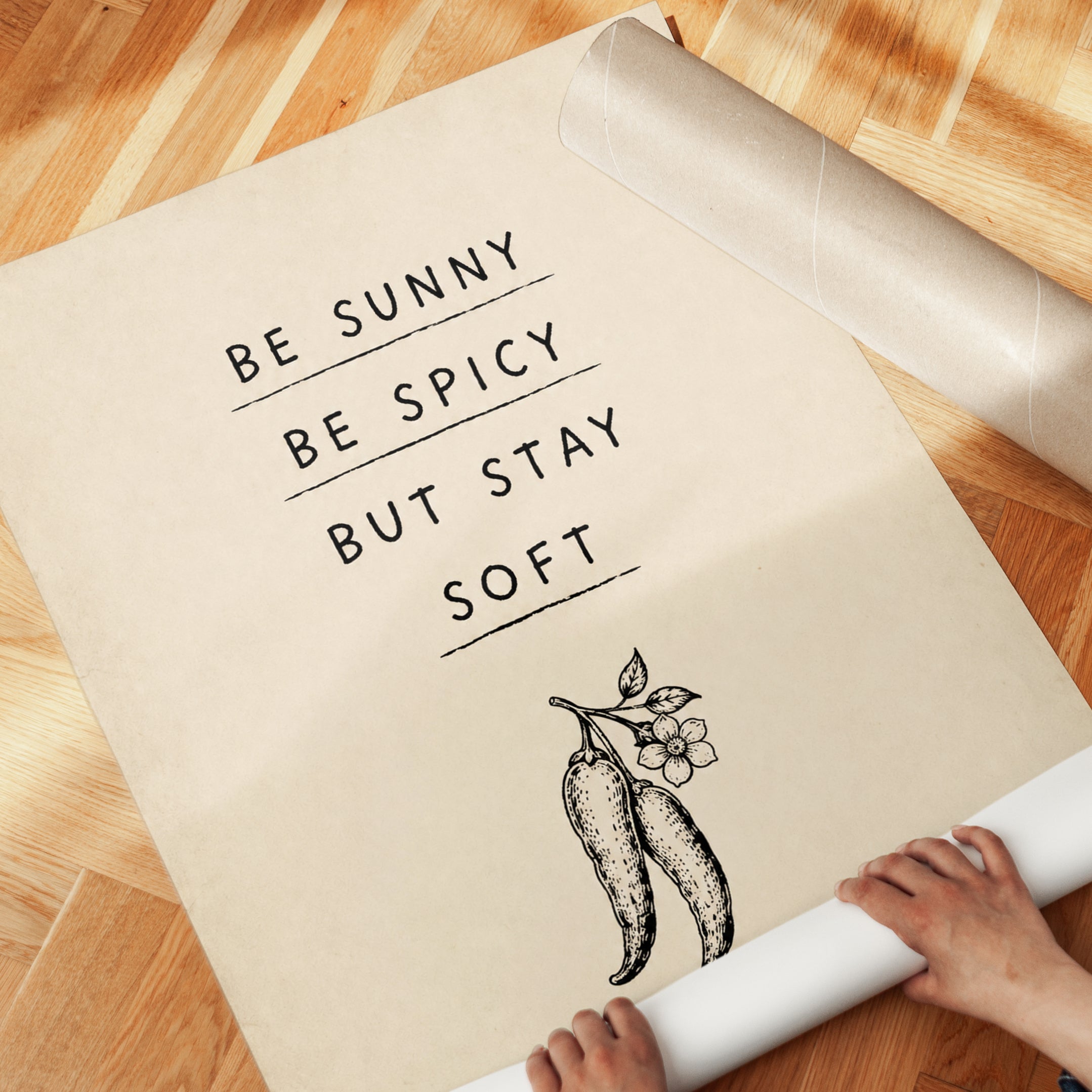 Be Sunny Be Spicy Stay Soft Print: Vintage Chili Pepper Art - detail