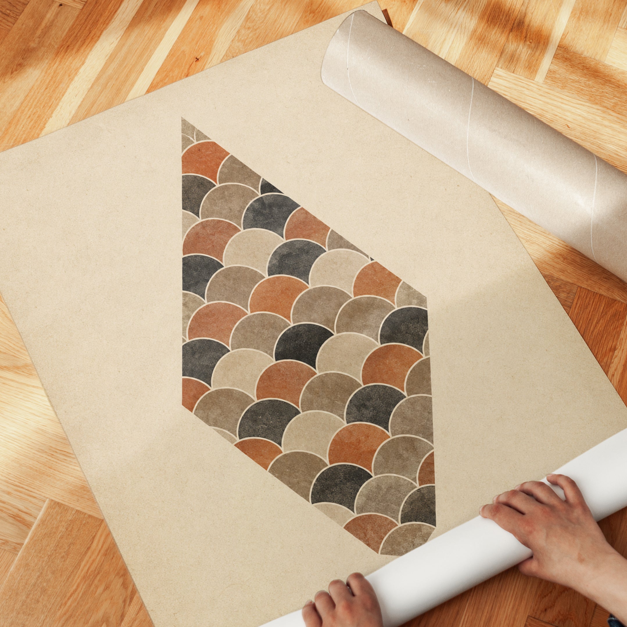 Uroko Scale Print: Minimalist Japanese Wall Art - detail