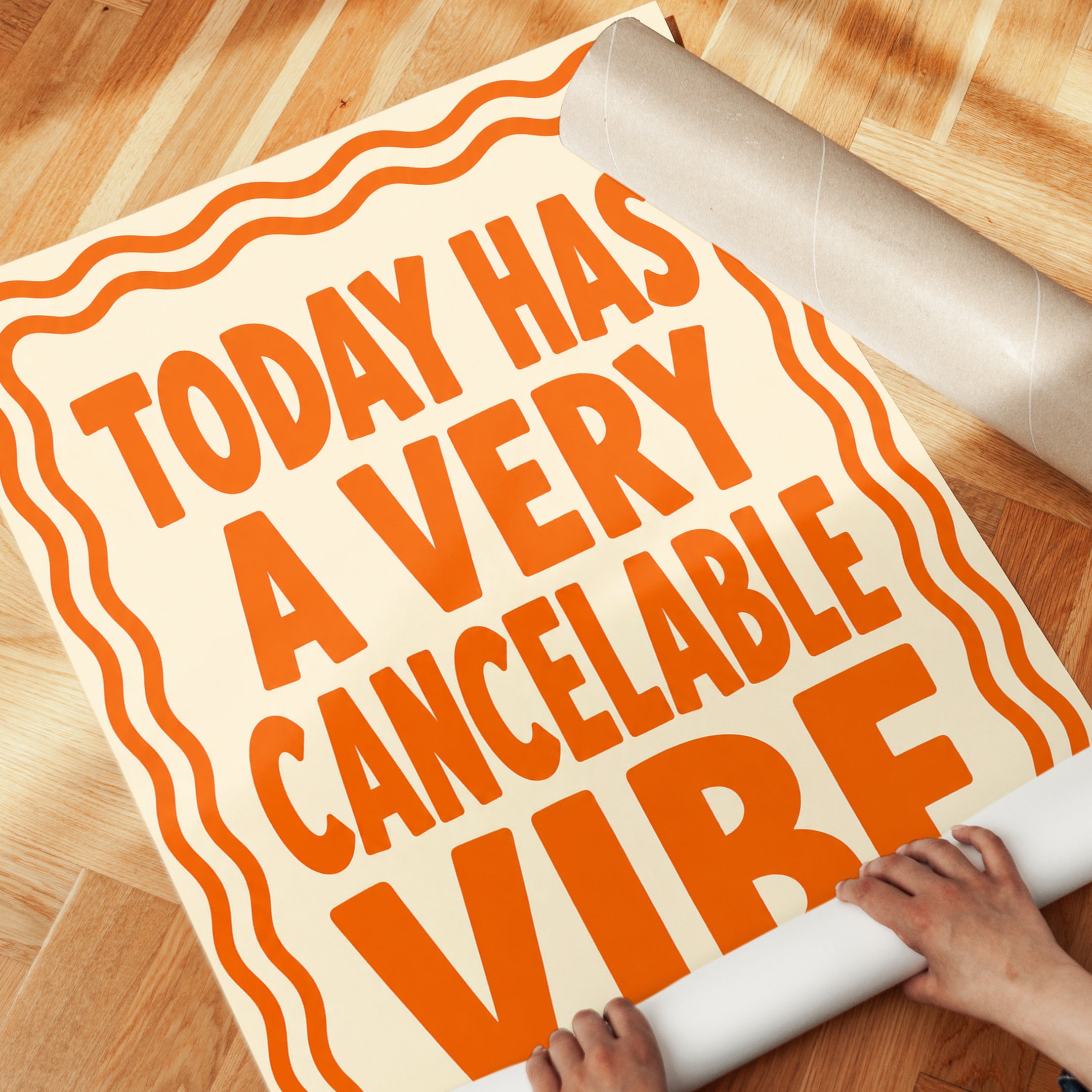 Cancelable Vibe Typography Poster: Retro Orange Text Art - detail