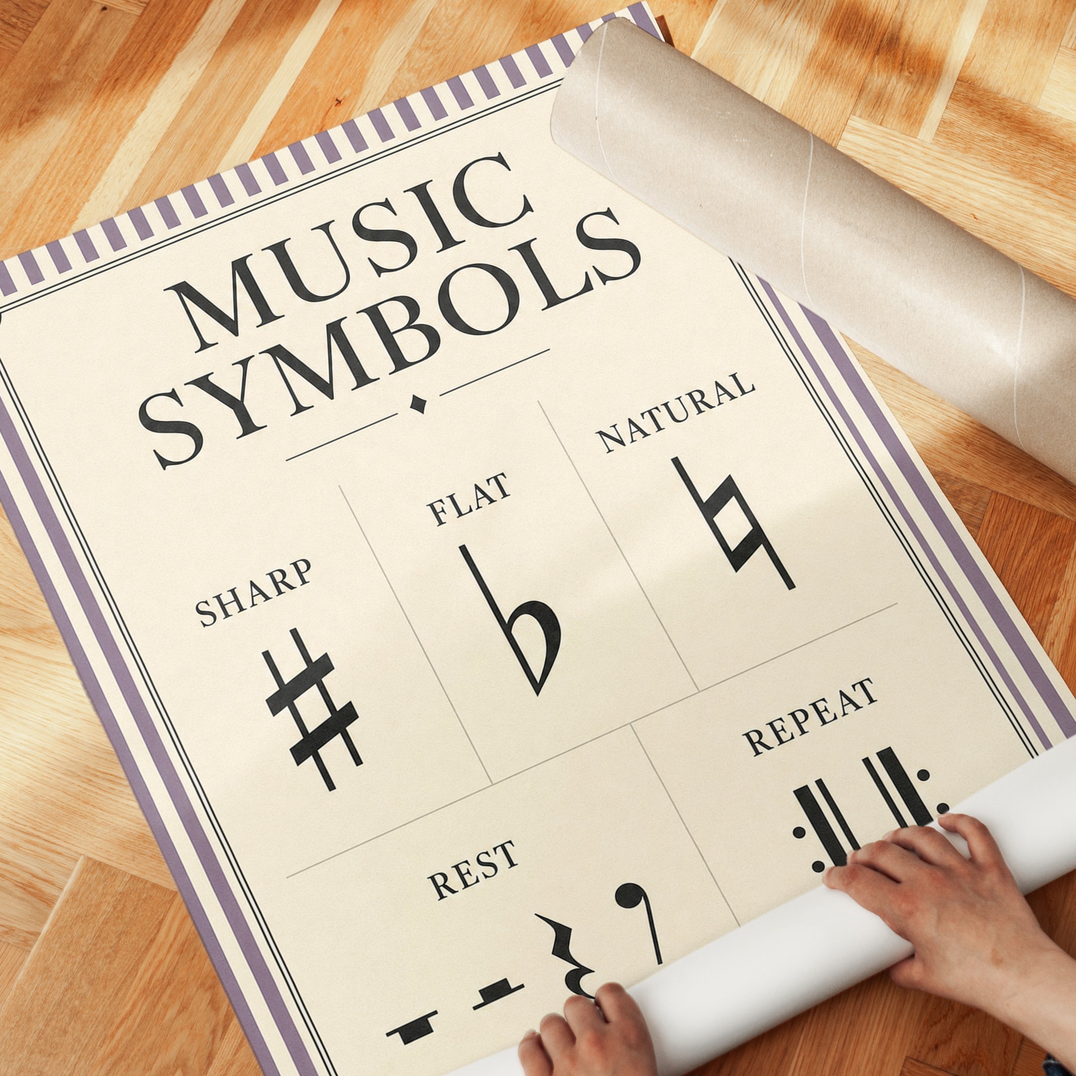 Vintage Music Symbols Educational Print - detail