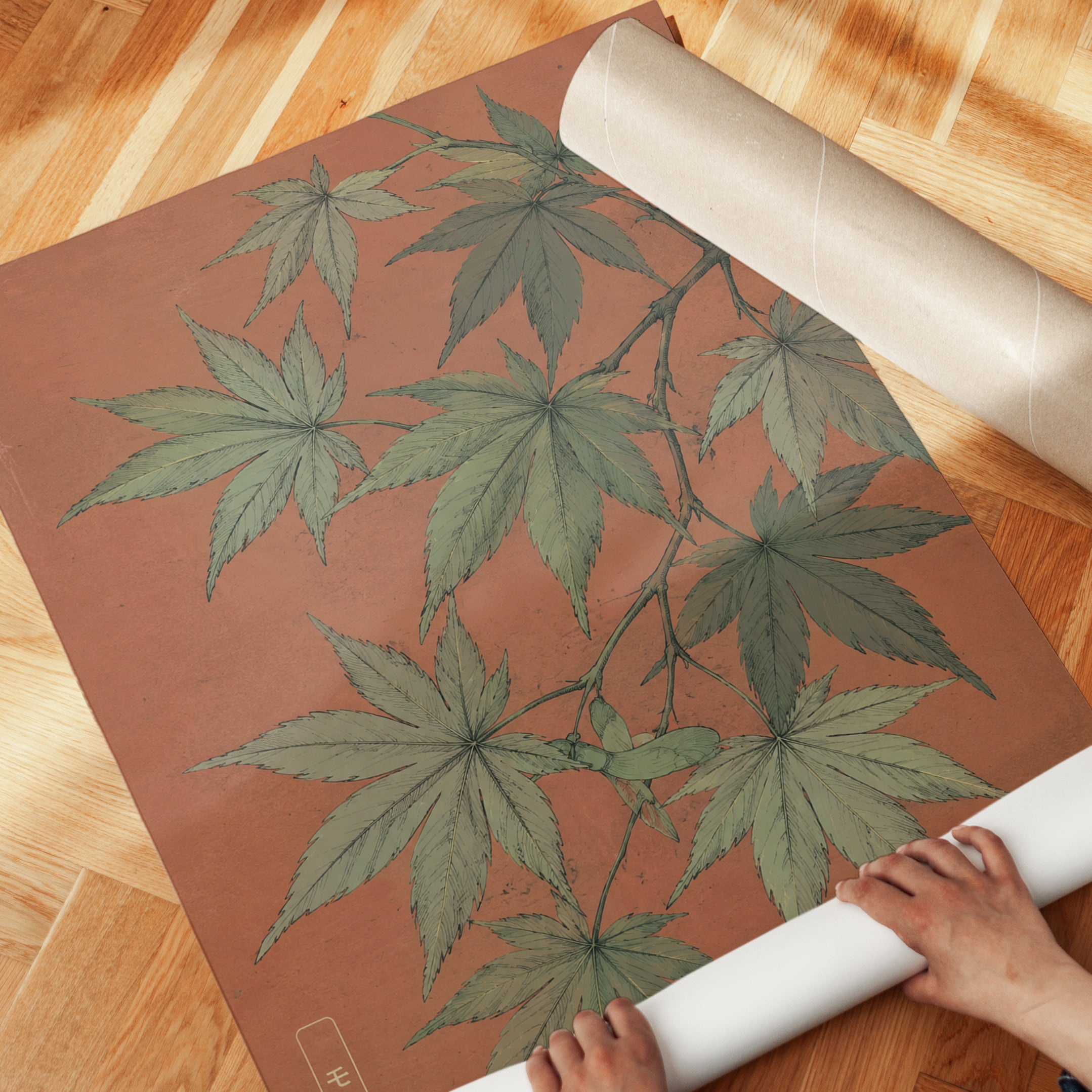 Japanese Cannabis Botanical Print — Vintage Illustration Style - detail