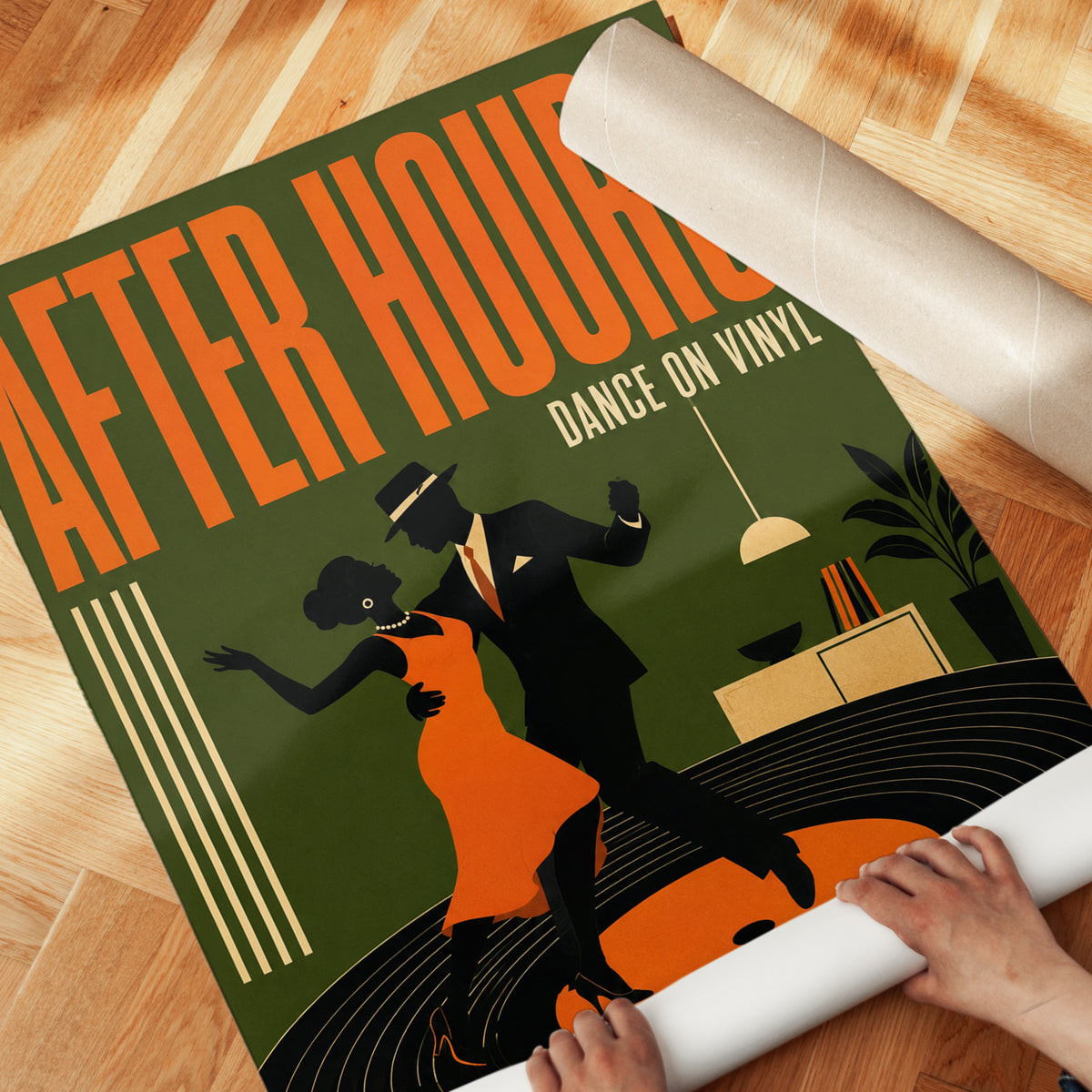 After Hours Vinyl Dance Poster: Retro Jazz Age Art Deco Print - detail