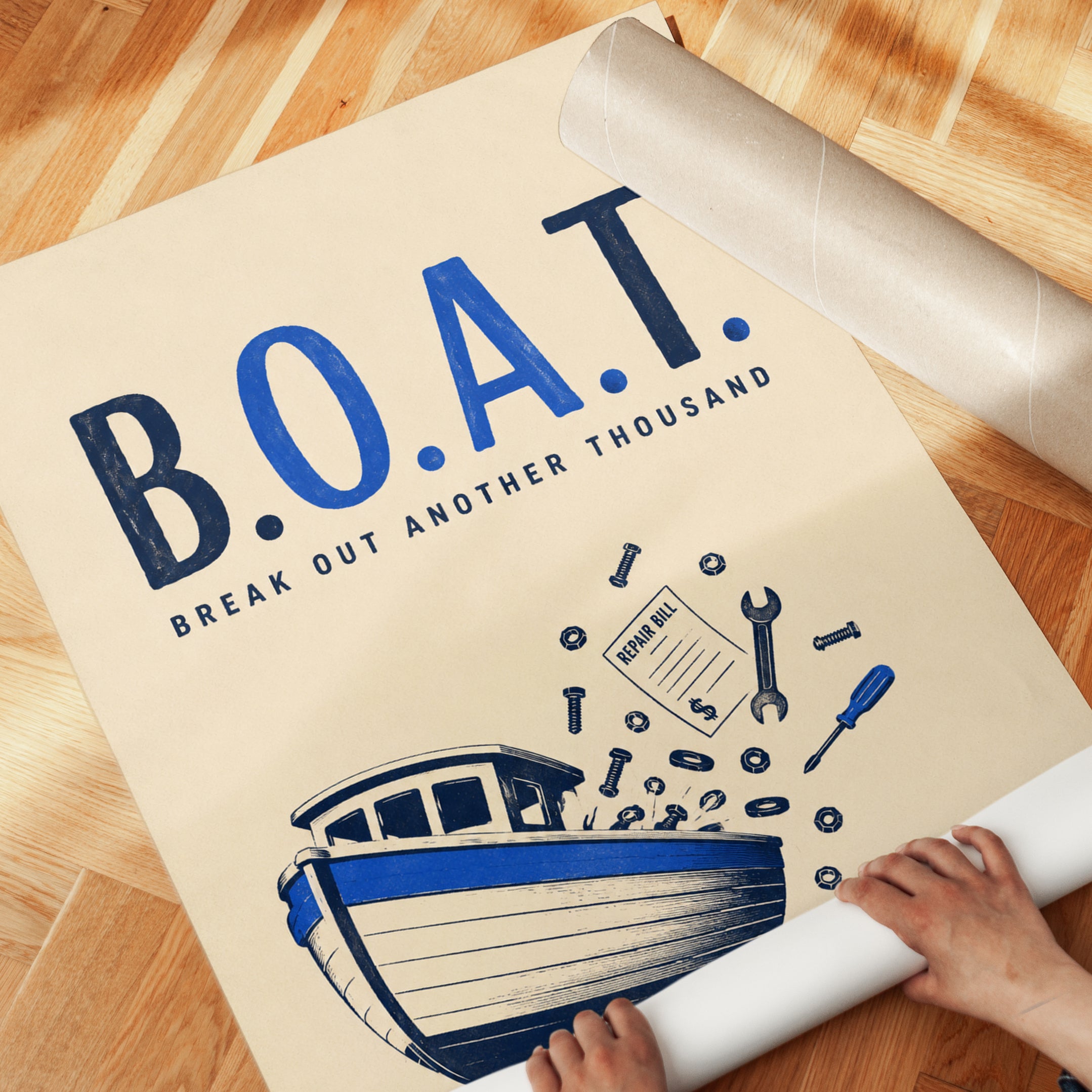 Boat Wall Art – Nautical Typography Print - detail