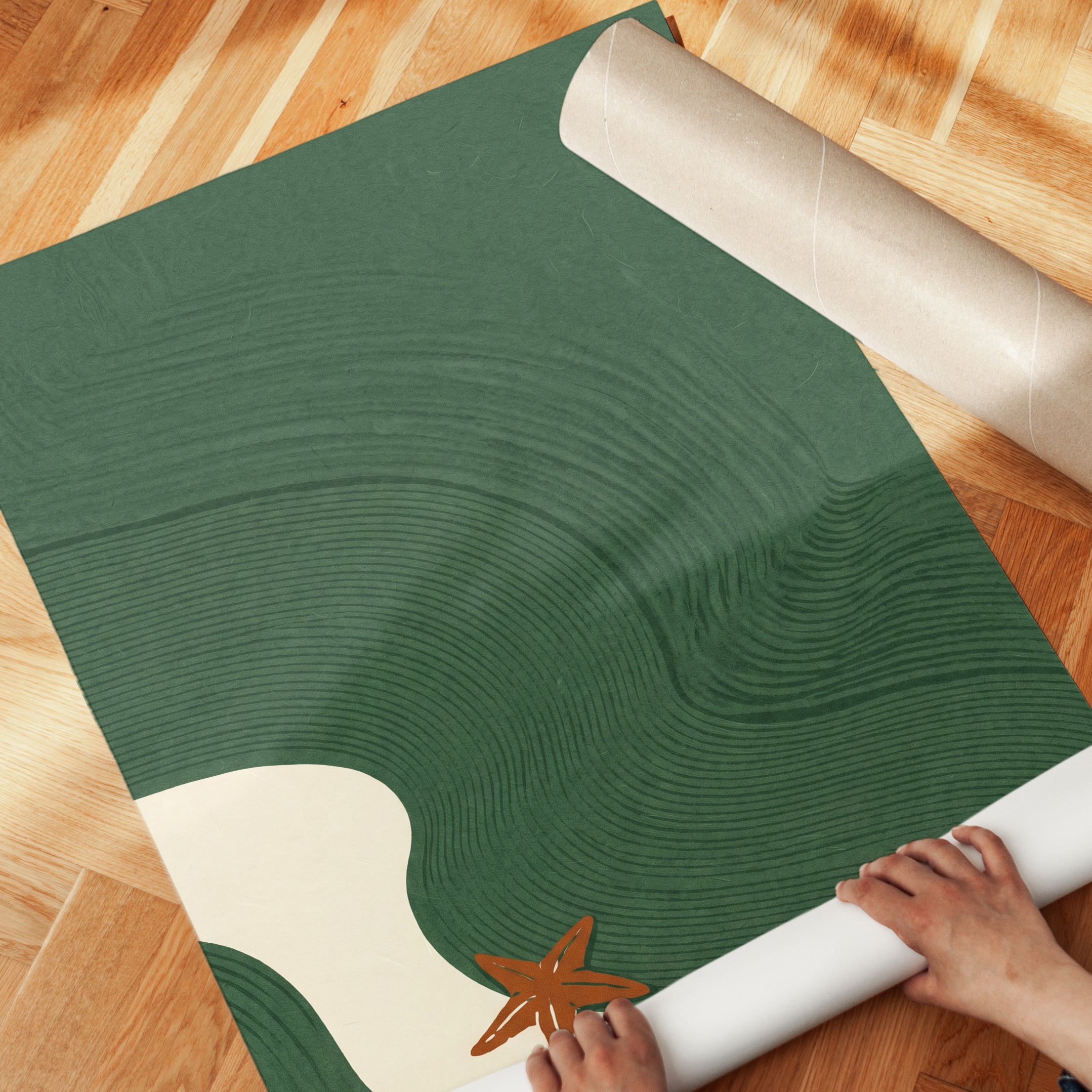 Coastal Ocean Wave Print: Mid-Century Modern Art (Starfish - detail