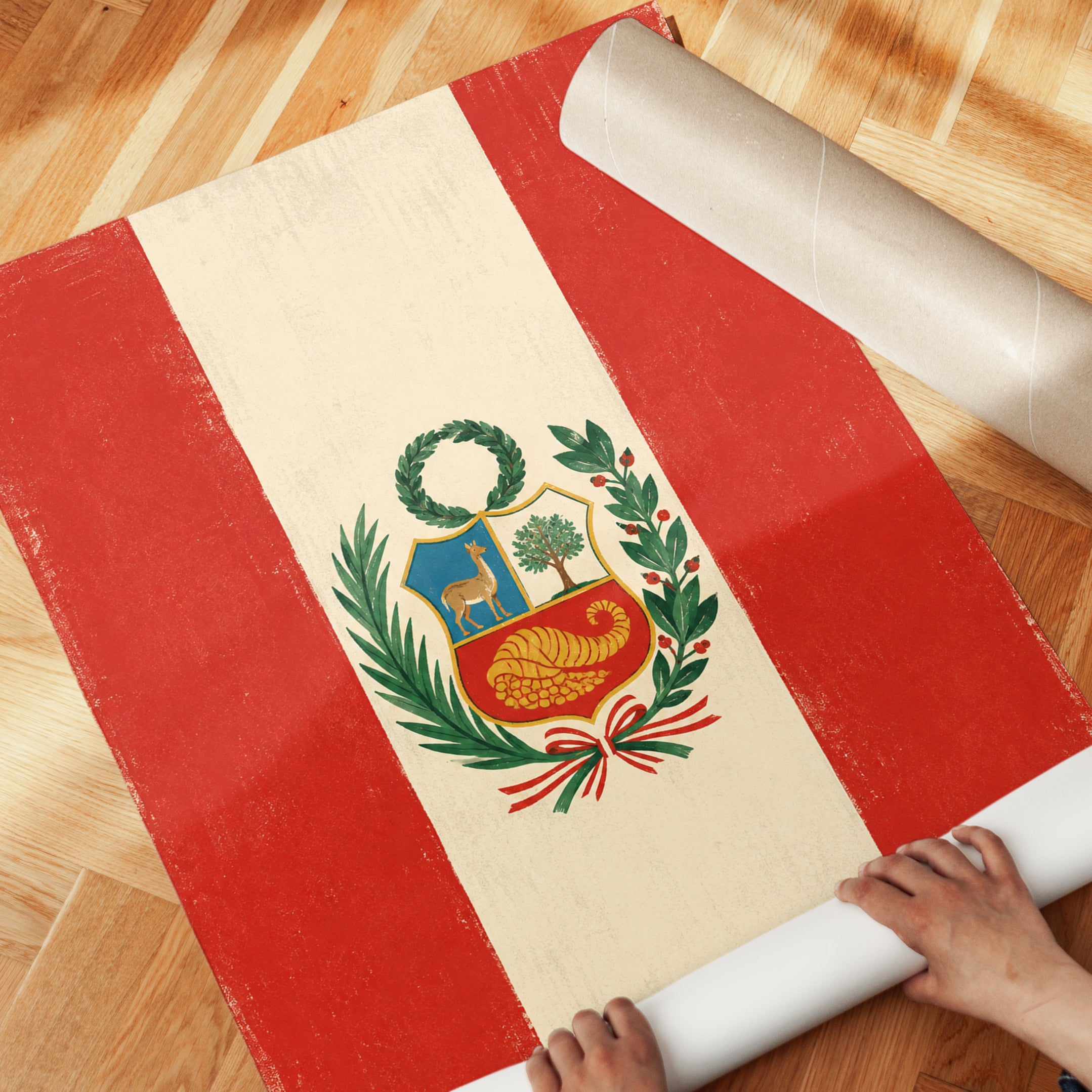 Peru Flag Wall Art – Vintage Peruvian Print - detail