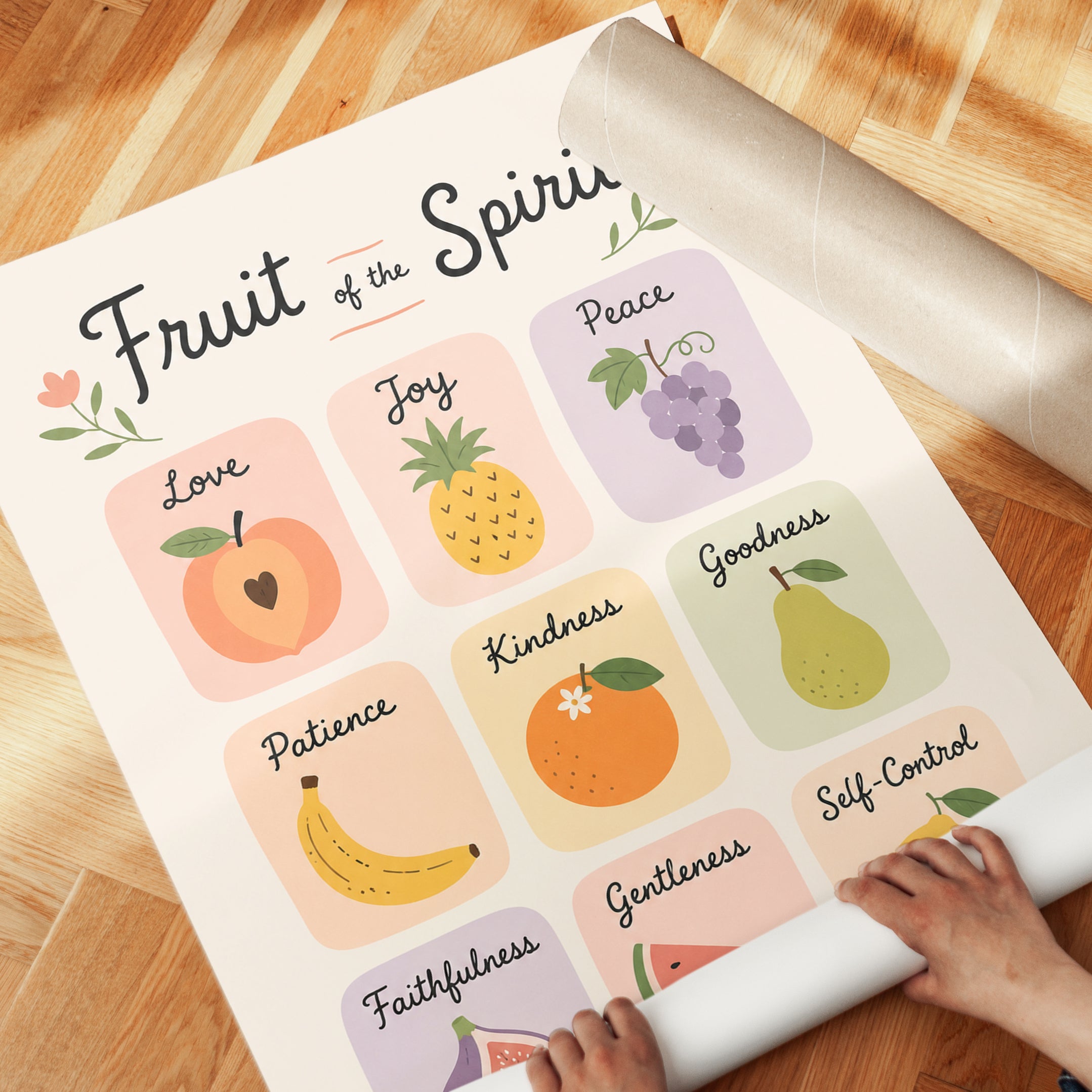 Fruit of the Spirit Wall Art – Pastel Fruits - detail