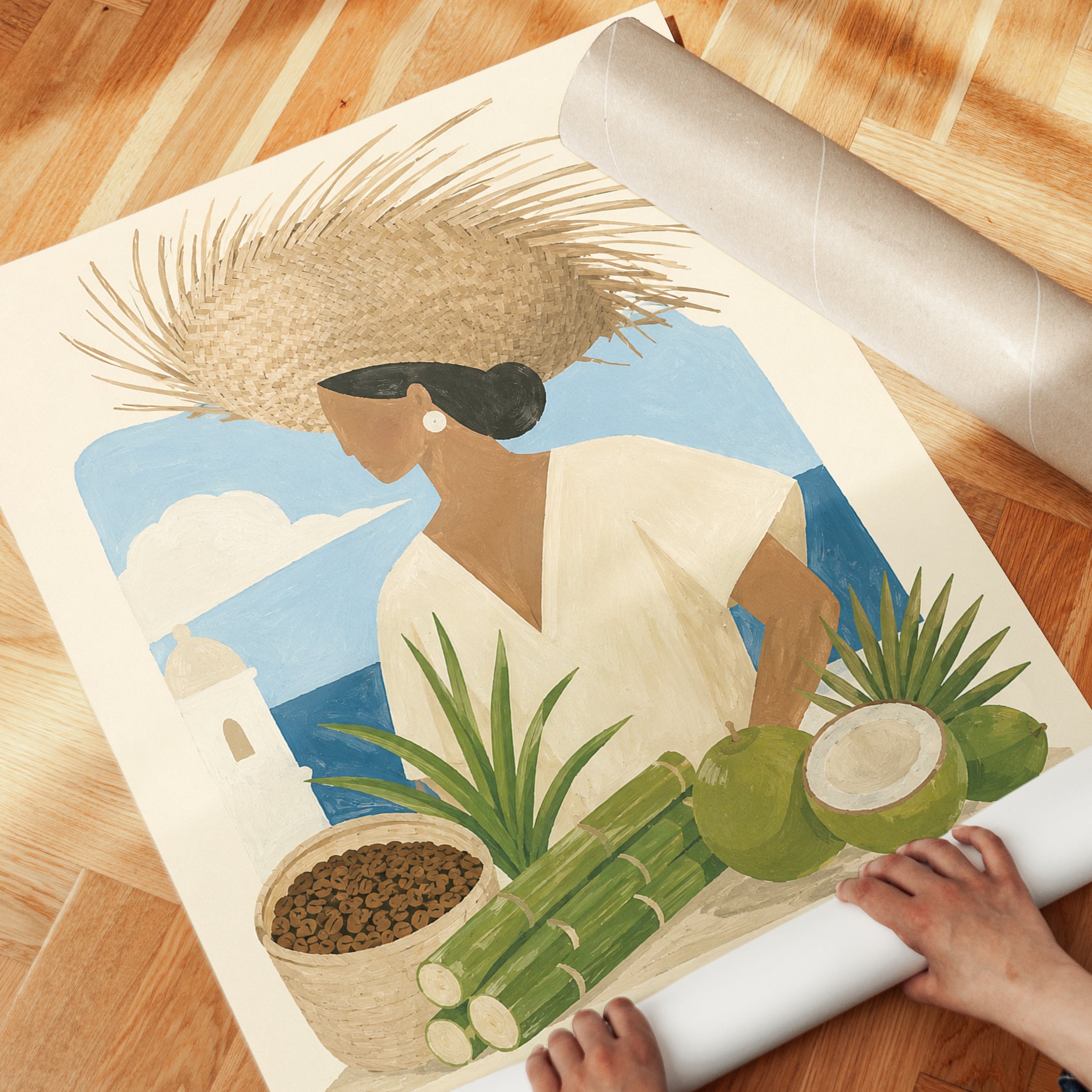 La Marquette Tropical Portrait: Vintage Travel Poster Art Print - detail
