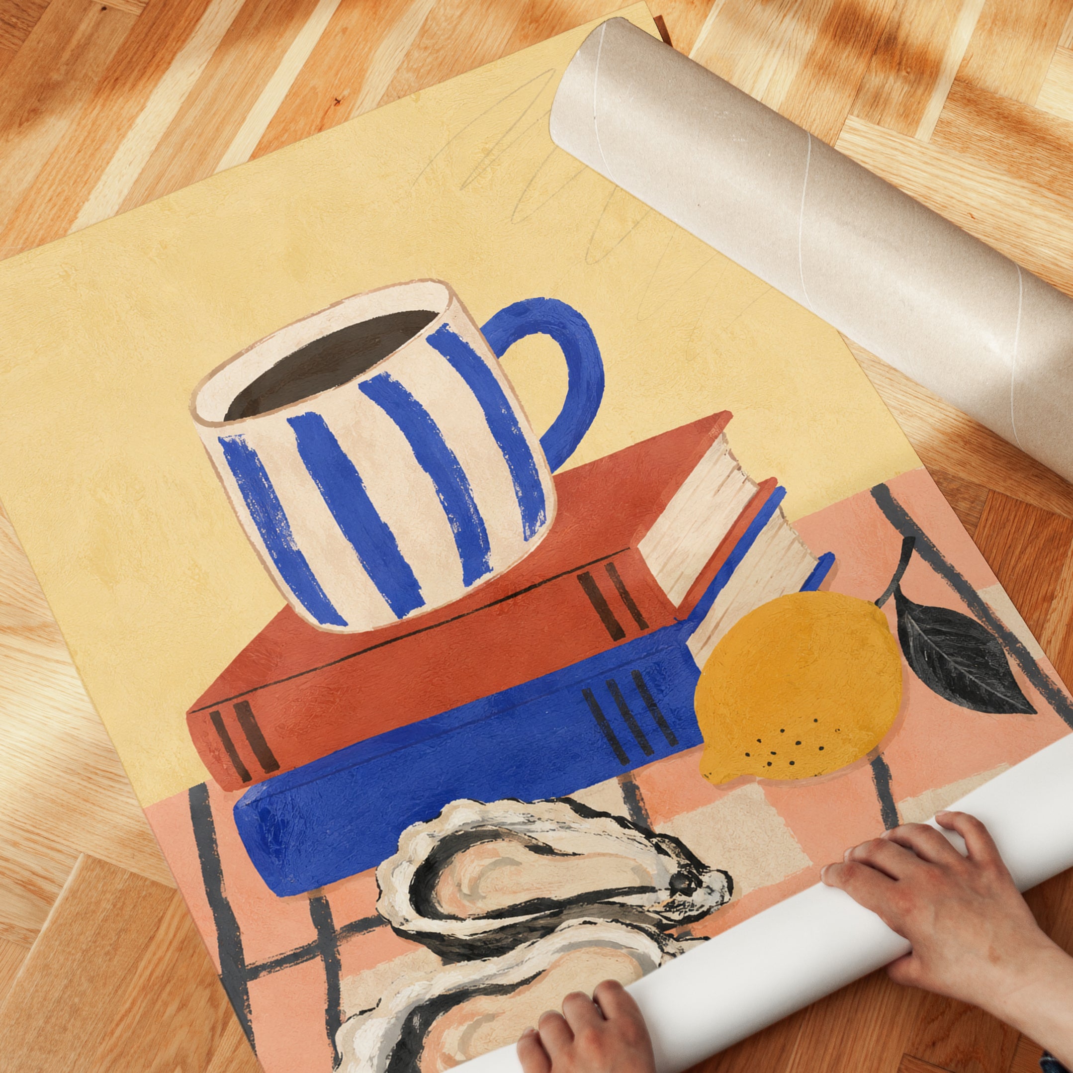 Coffee and Books Wall Art – Kitchen Print - detail