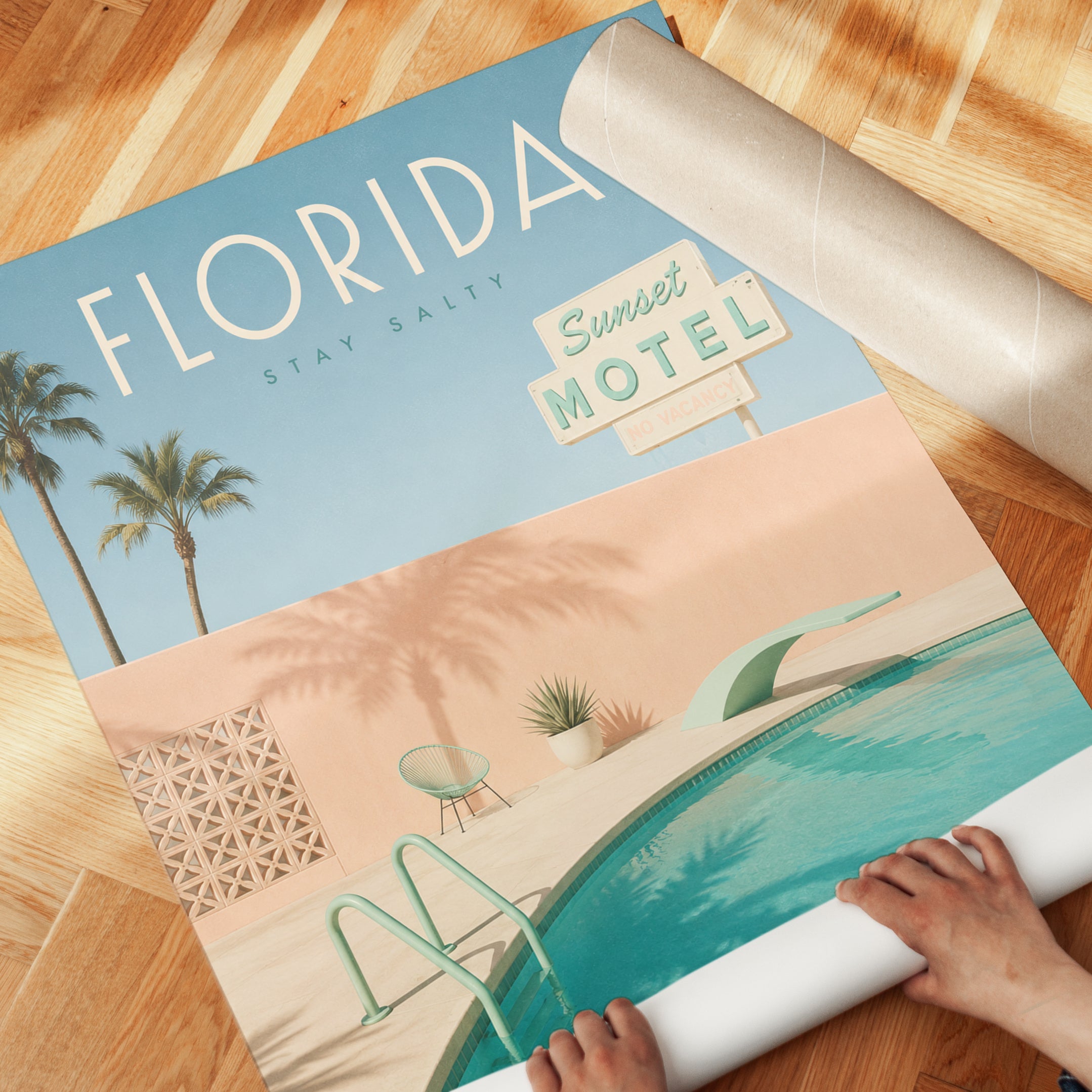 Florida Travel Poster – Vintage Beach Print - detail