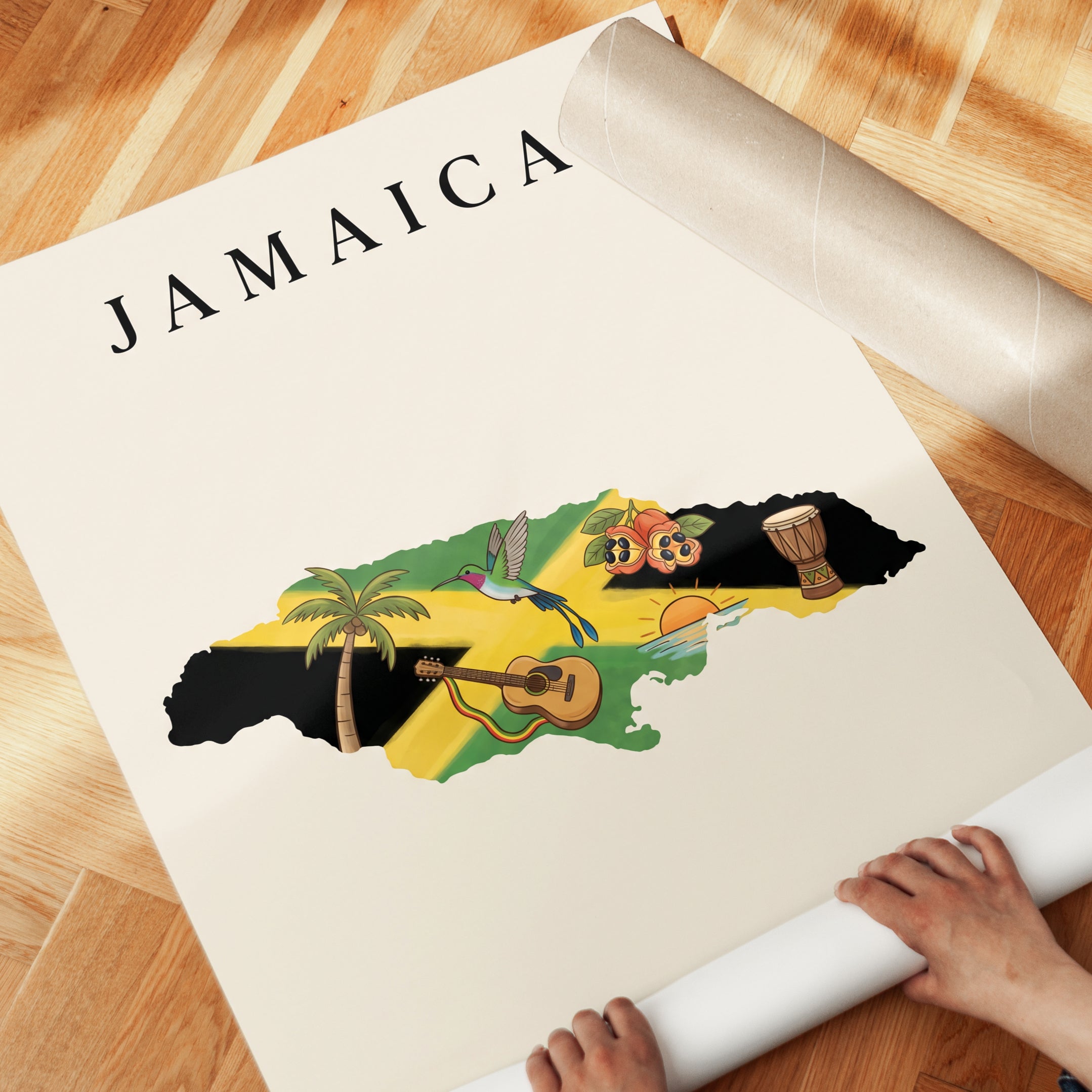 Jamaica Map Art Print – Kingston Coordinates - detail