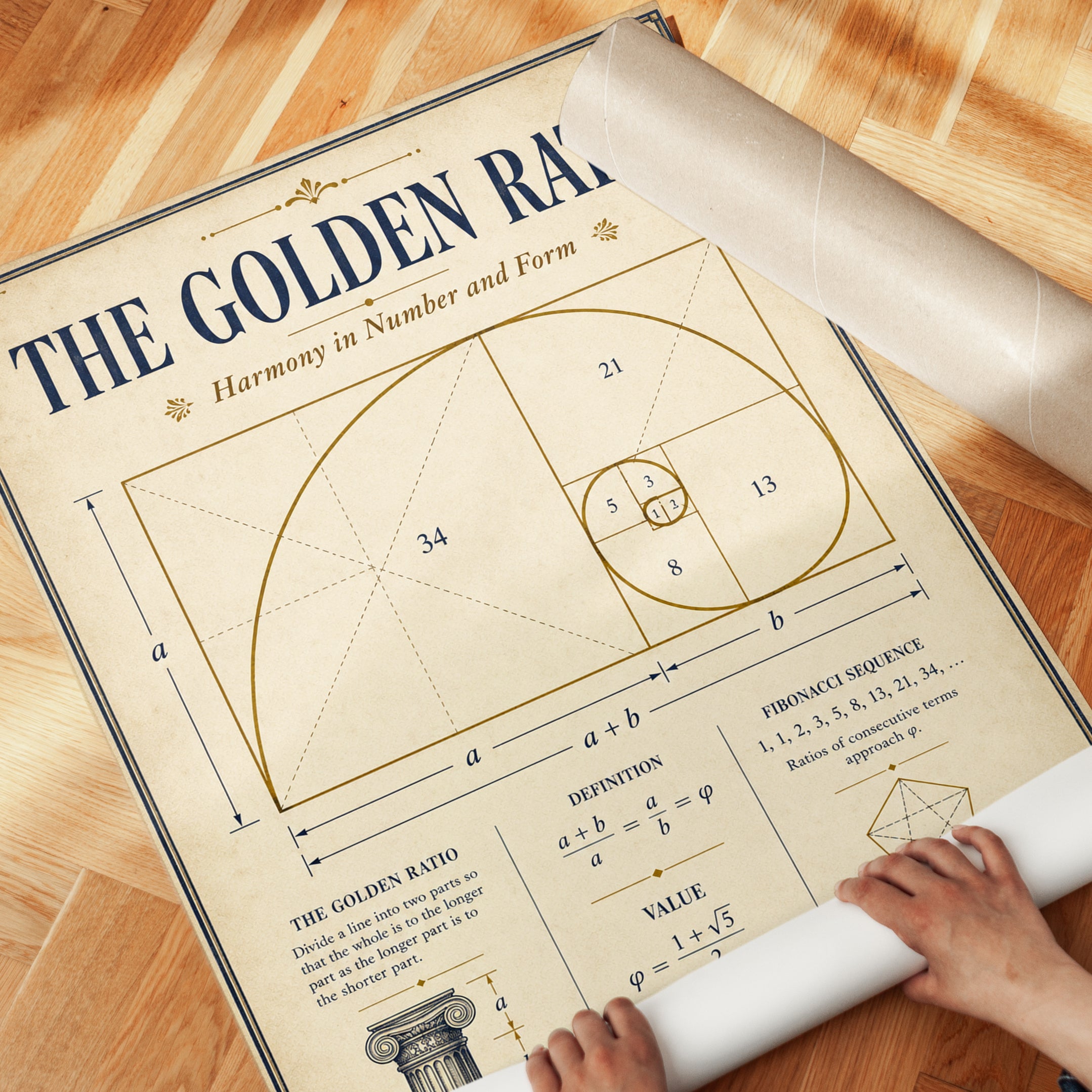 Mathematics Wall Art: Golden Ratio Design - detail