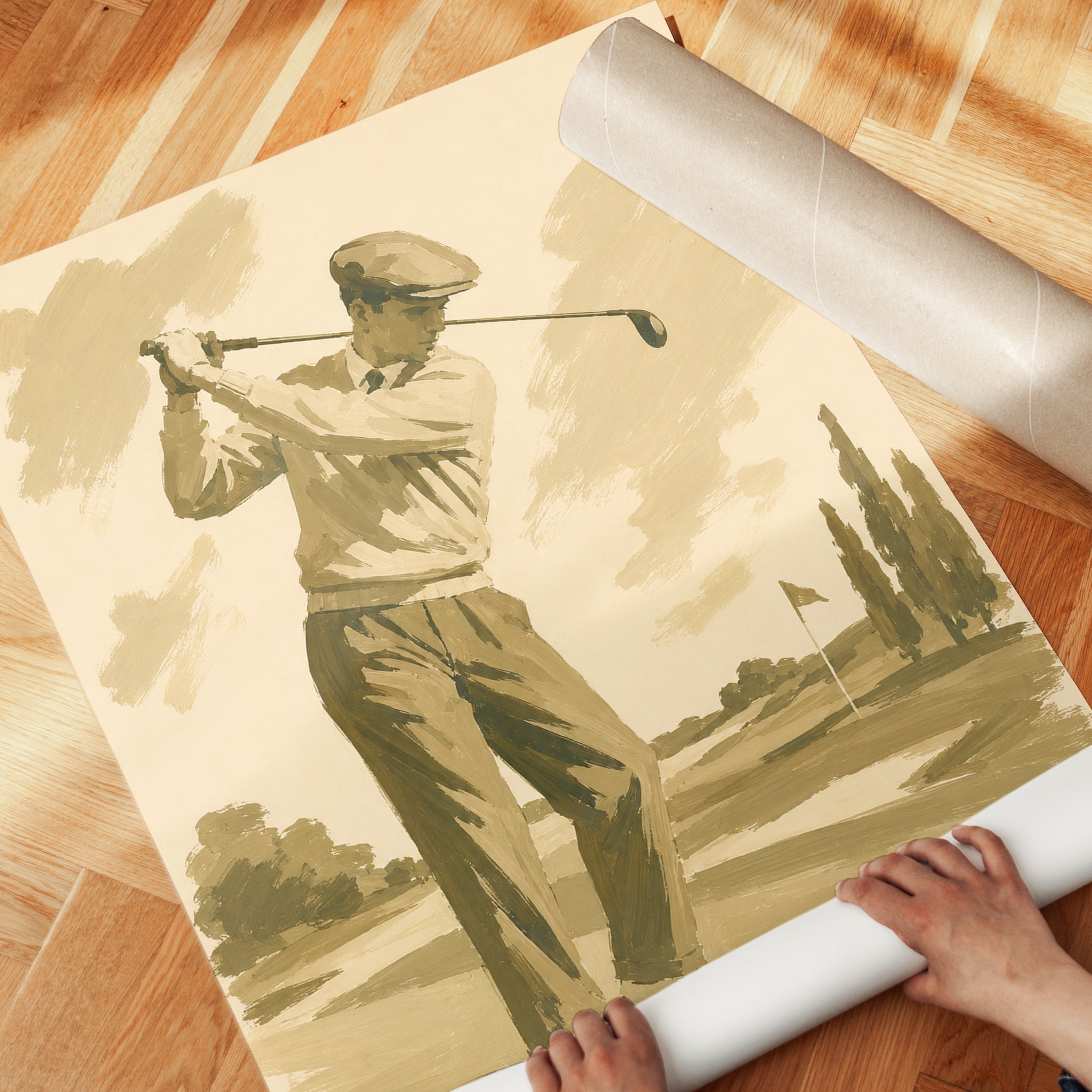 Vintage Golf Wall Art – Retro Sports Print - detail