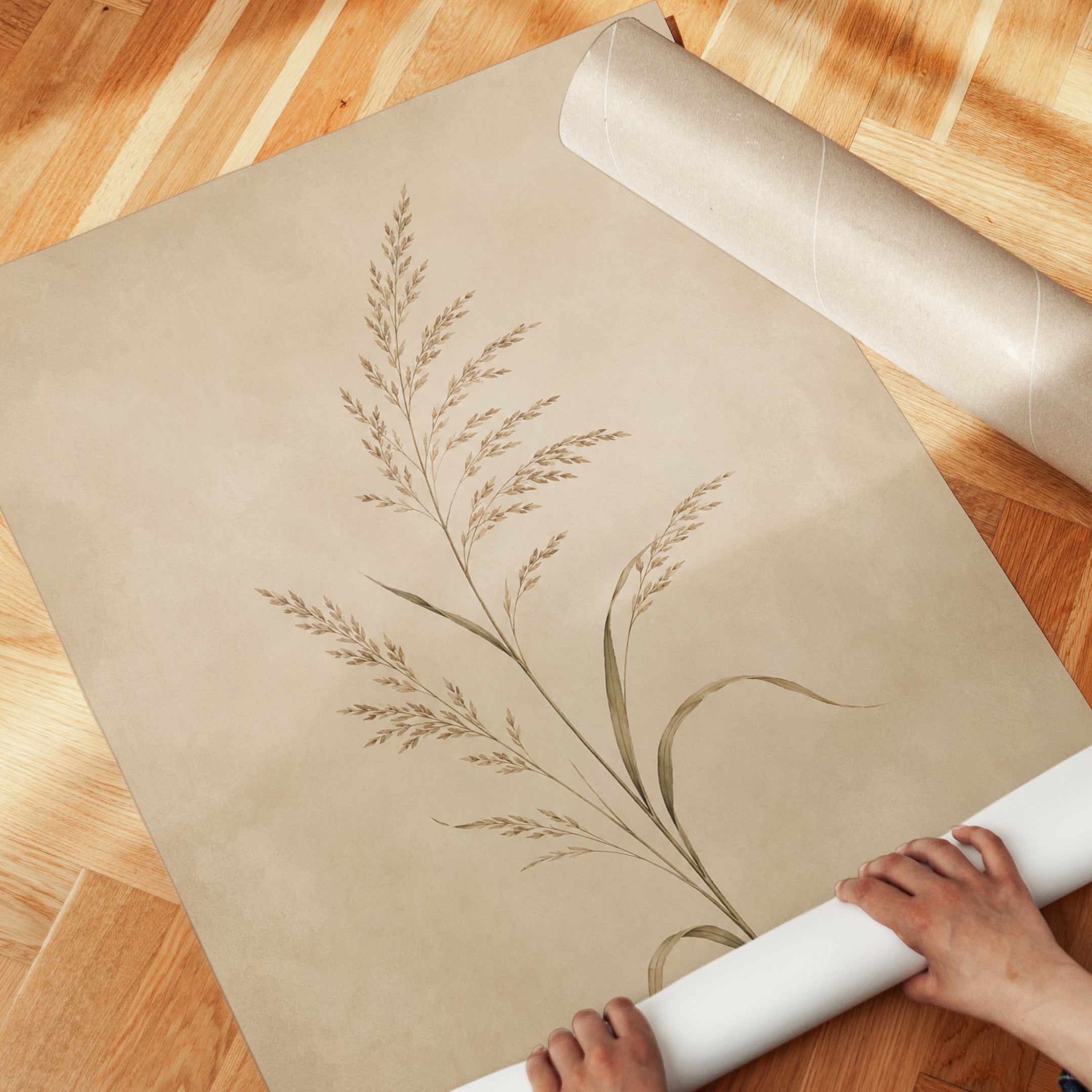 Botanical Grass Print — Delicate Pressed Plant Illustration - detail