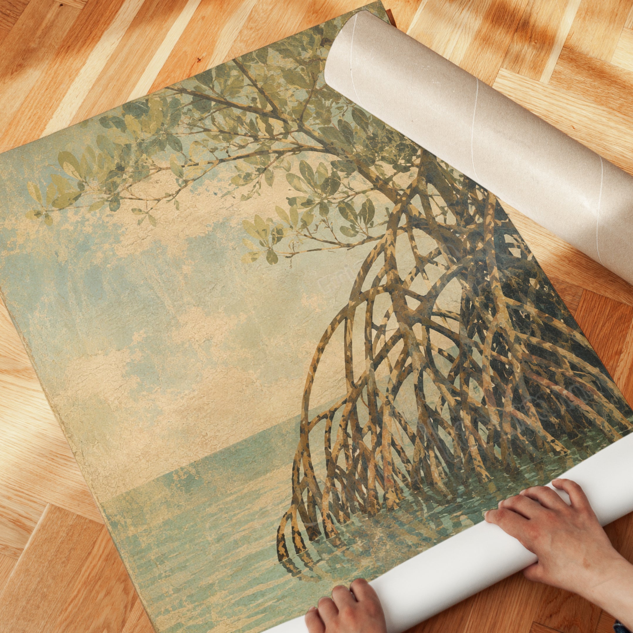 Mangrove Tree Wall Art – Coastal Nature Print - detail