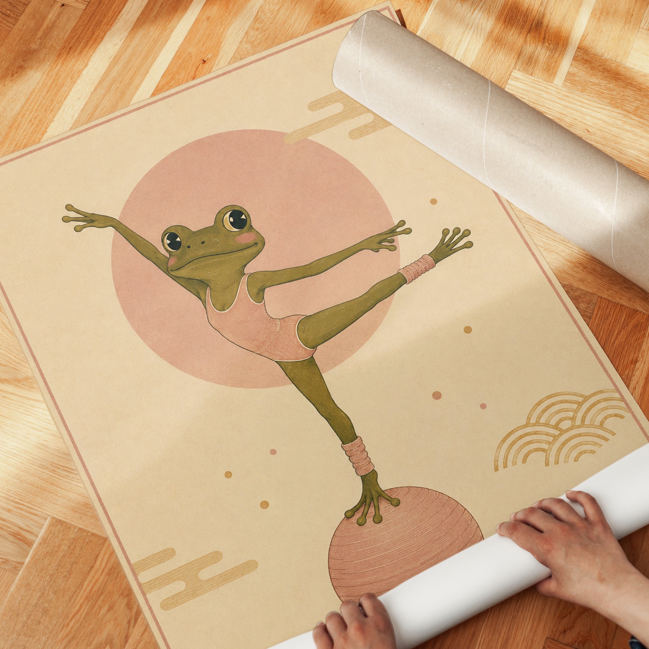 Frog Wall Art – Whimsical Nursery Print - detail
