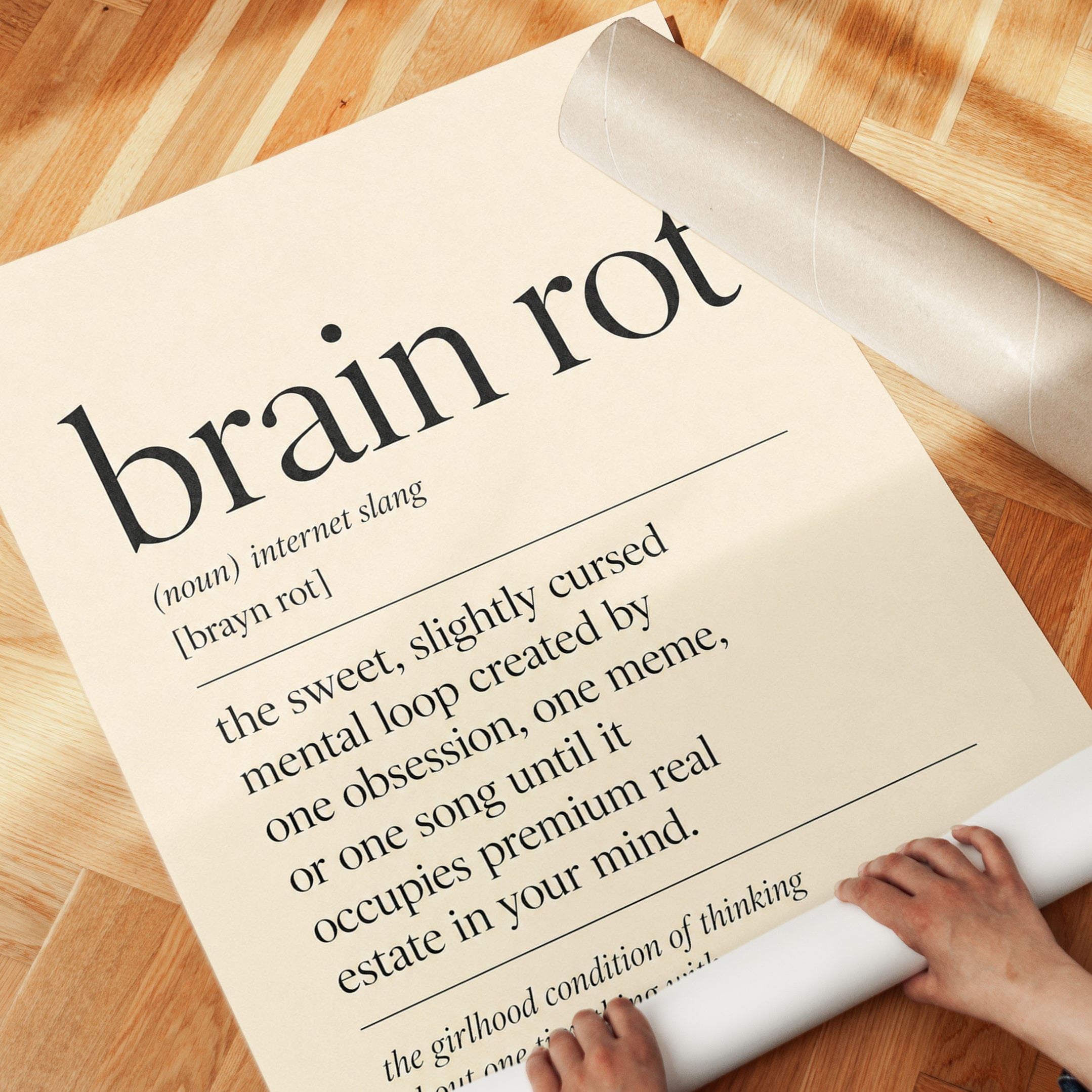 Brain Rot Definition Print: Modern Typography Wall Art - detail