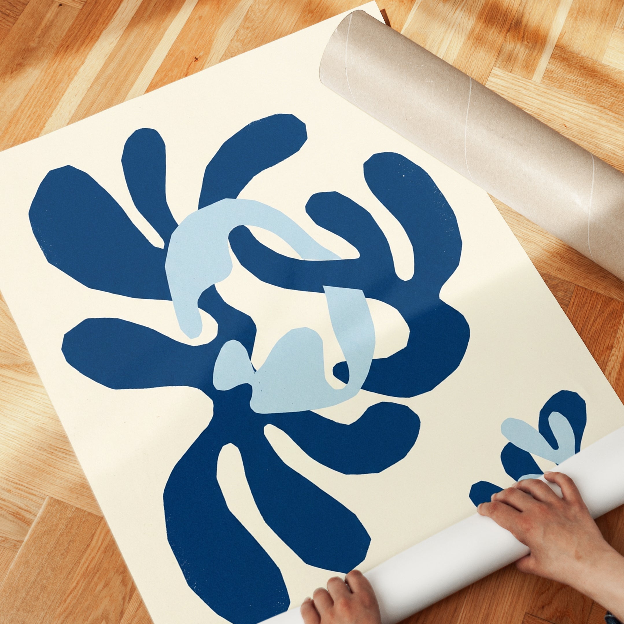 Matisse Cutout Style Art Print: Blue Organic Abstract Forms - detail