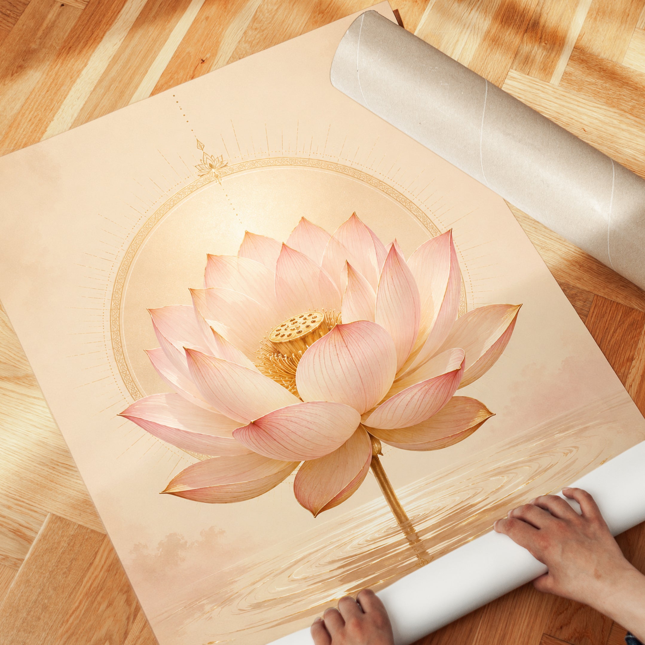 Lotus Flower Wall Art – Botanical Print - detail