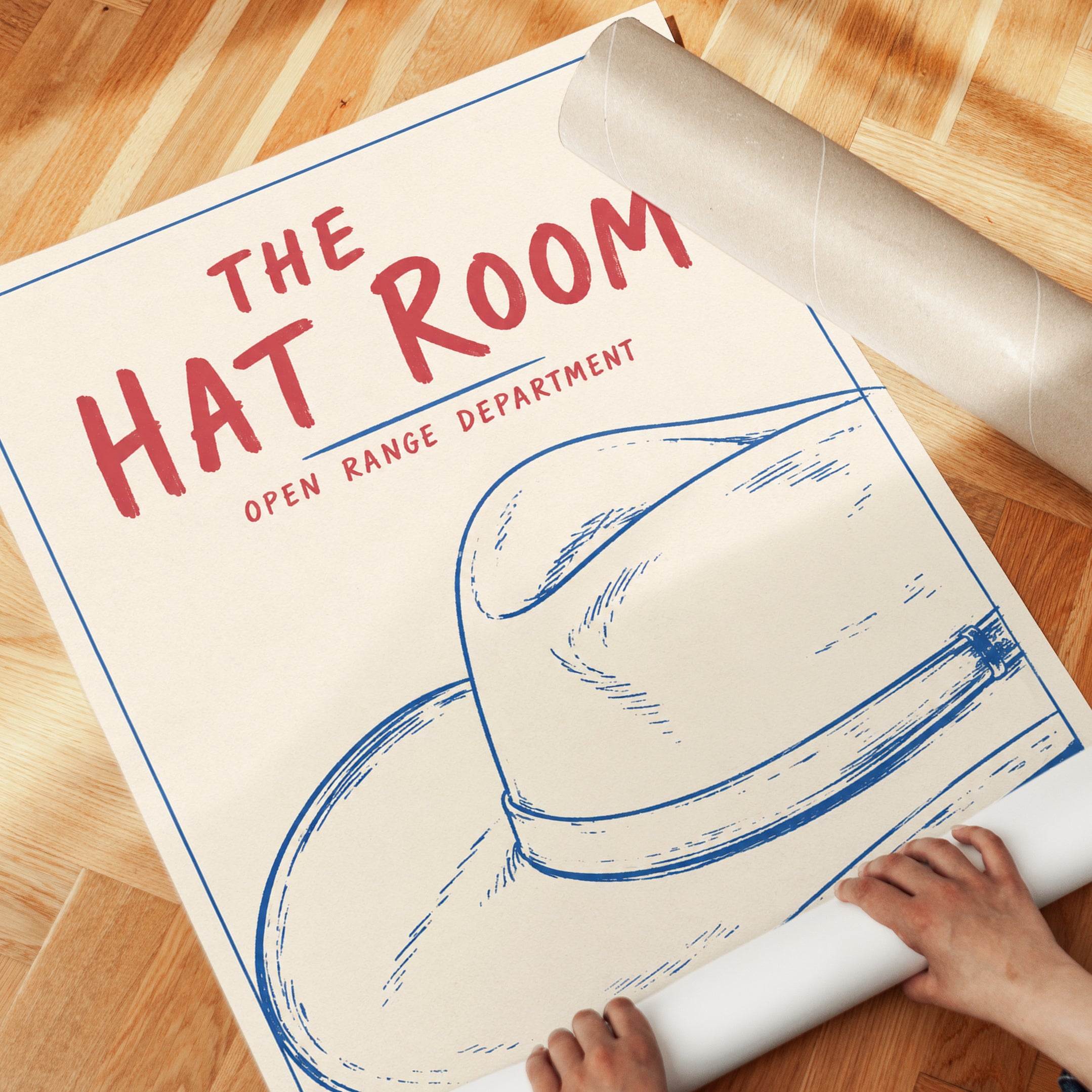 Retro Hat Poster – Vintage Western Wall Art - detail