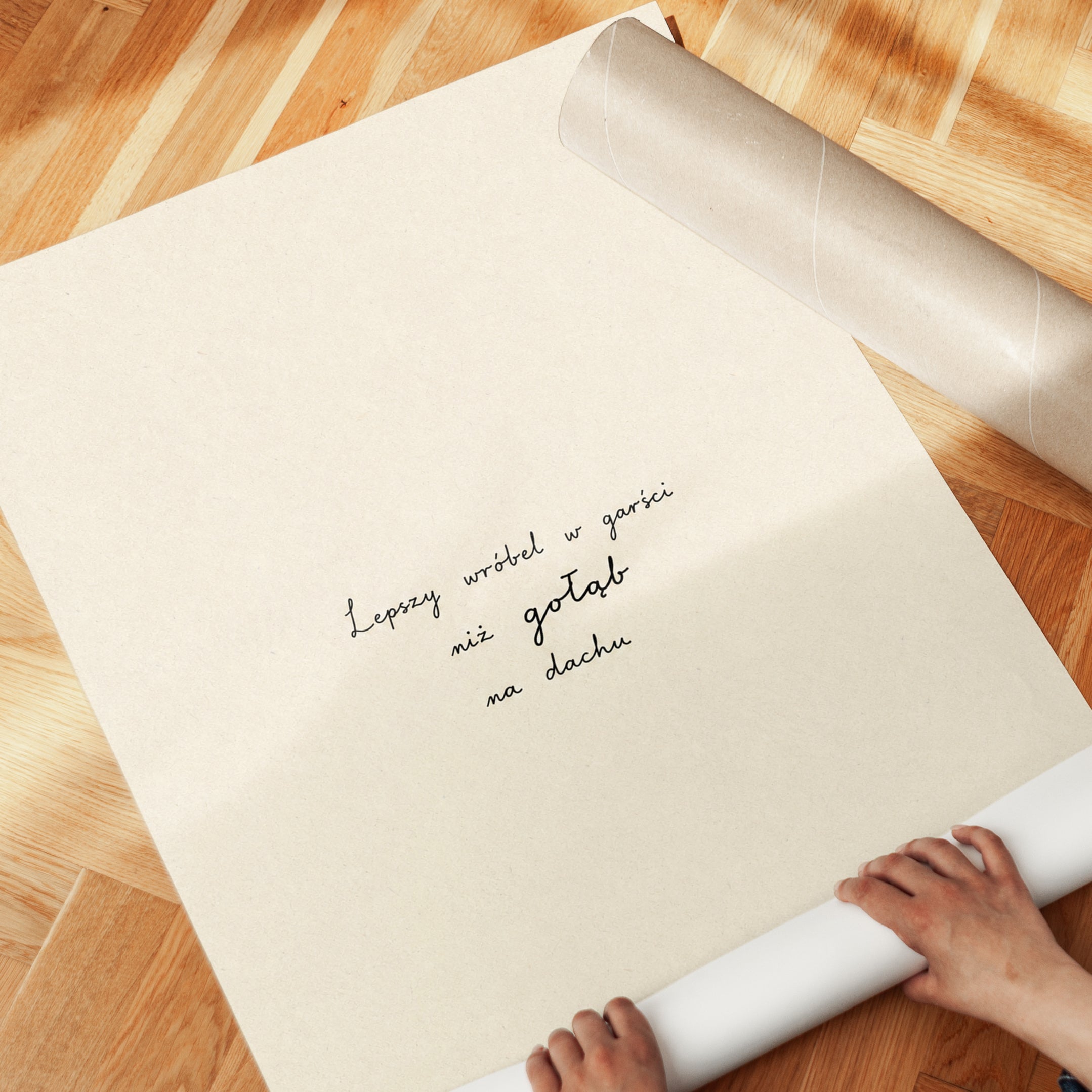 Polish Proverb Wall Art: Minimalist Handwritten Typography - detail