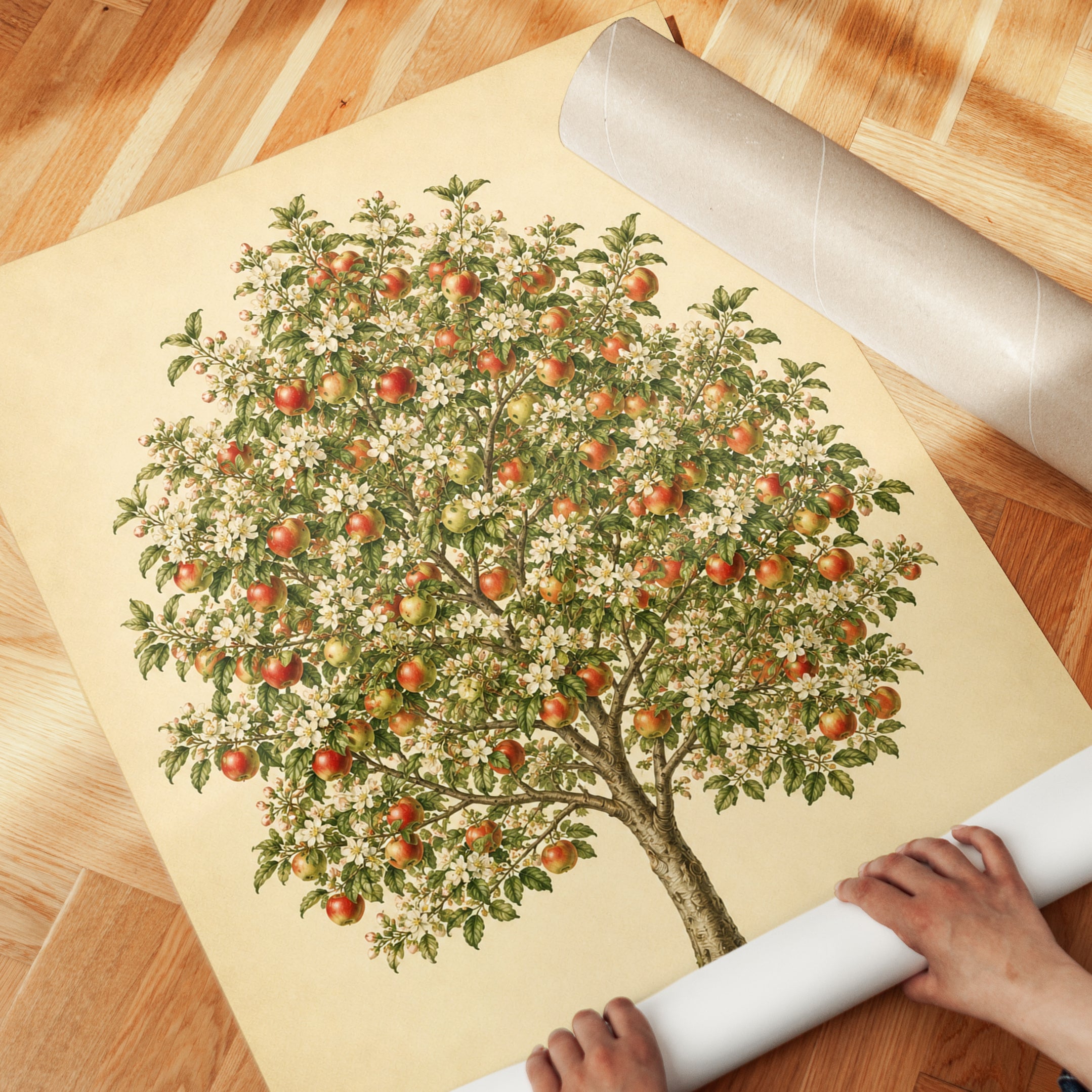 Vintage Apple Tree Botanical Print: Classic Orchard Illustration - detail