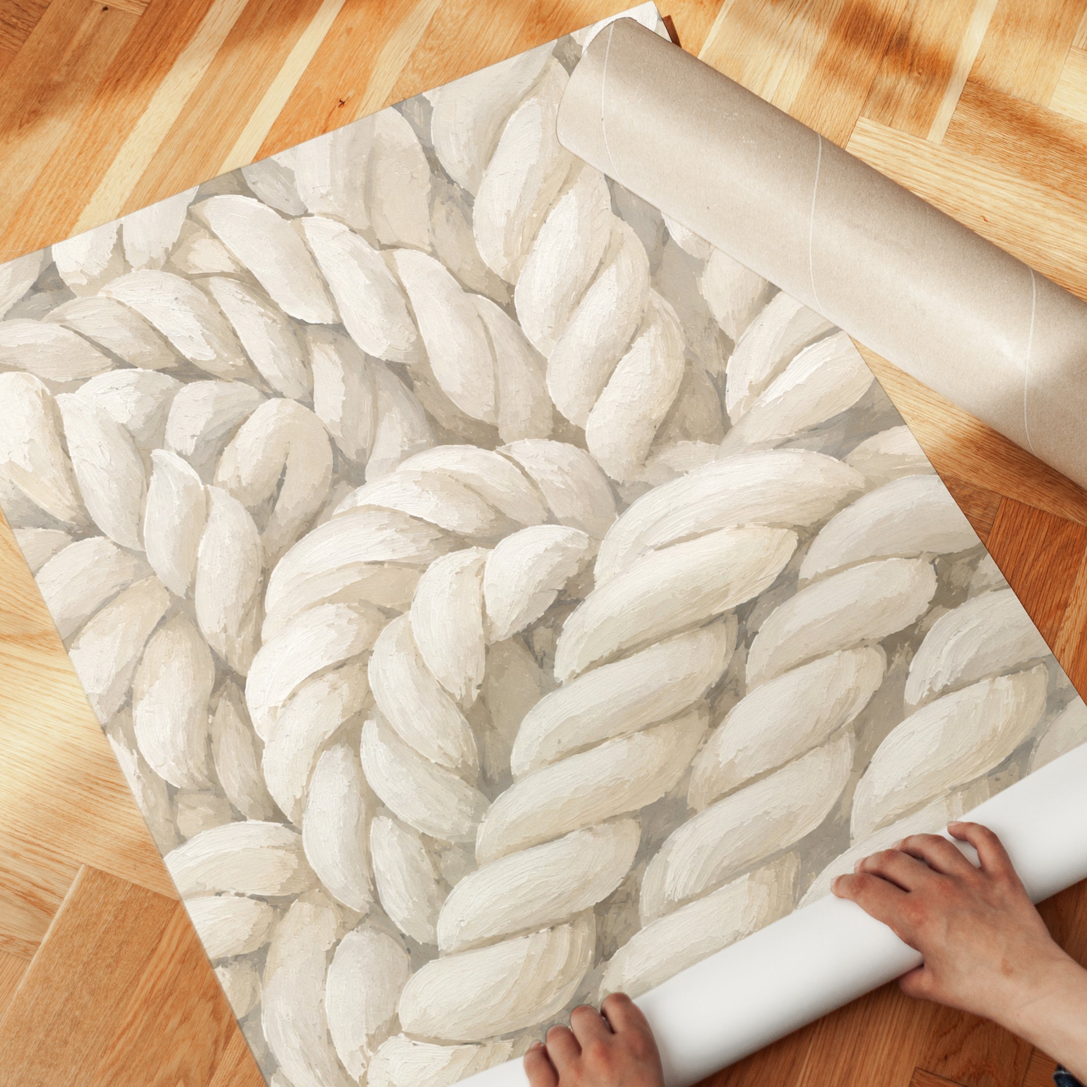 Nautical Rope Knot Art Print: Neutral Coastal Texture - detail