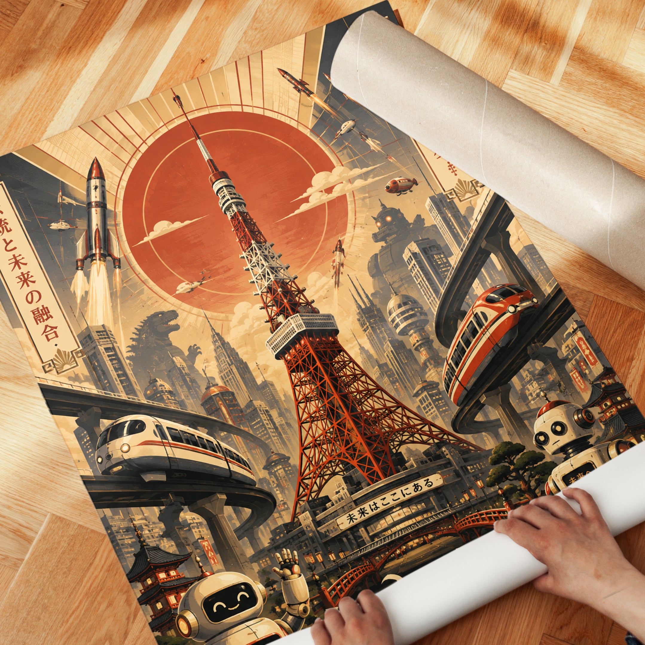 Tokyo Travel Poster – Retro Japan Wall Art - detail