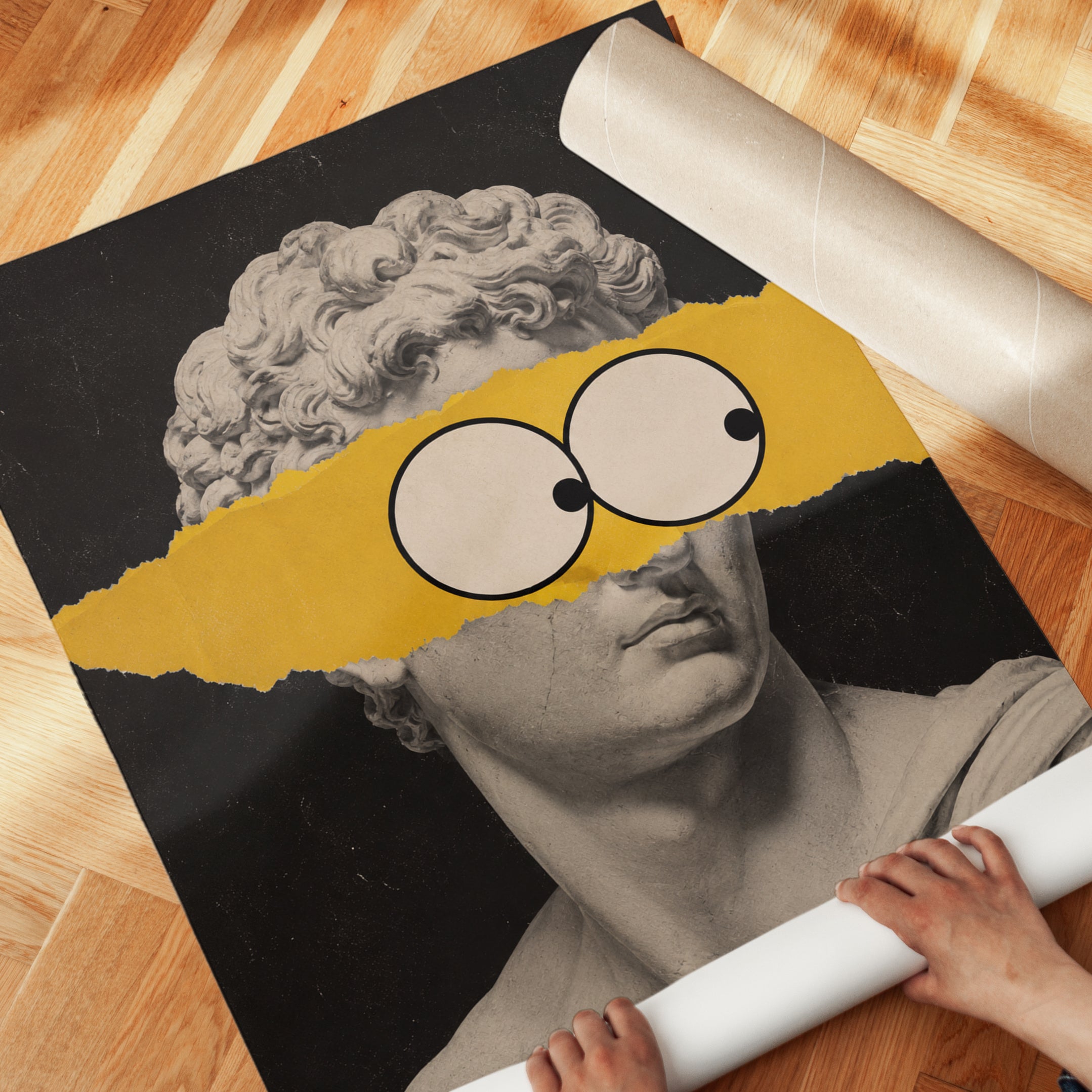 Funny Portrait Wall Art – Greek Statue Print - detail