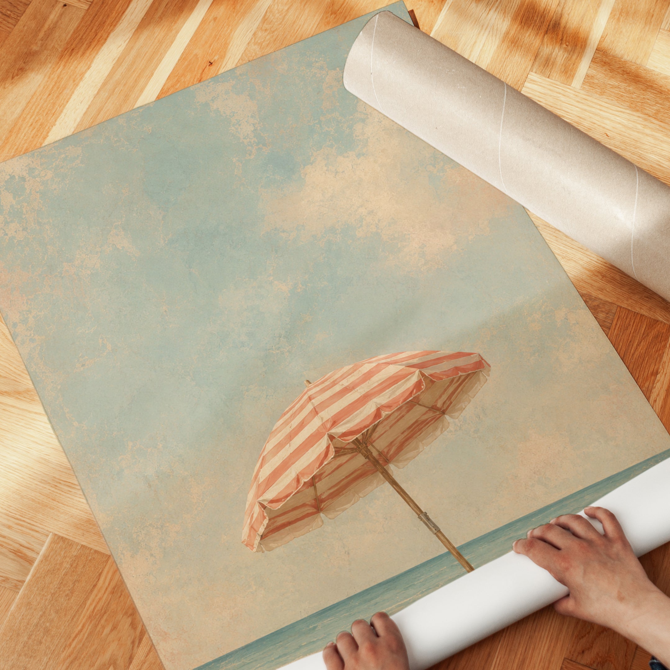 Beach Umbrella Wall Art – Coastal Print - detail