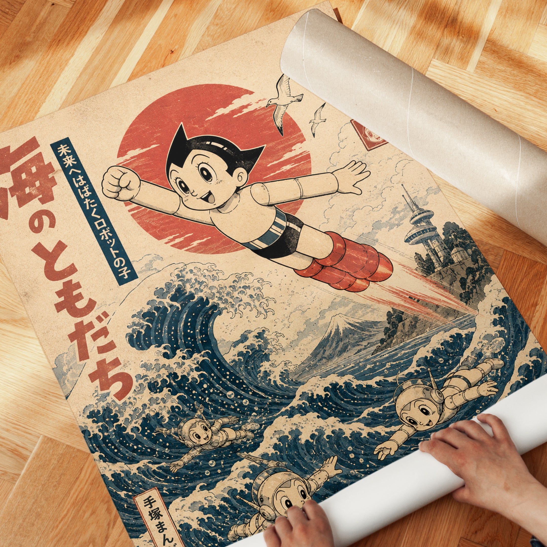 Japanese Wave Wall Art – Vintage Ukiyo-e Print - detail
