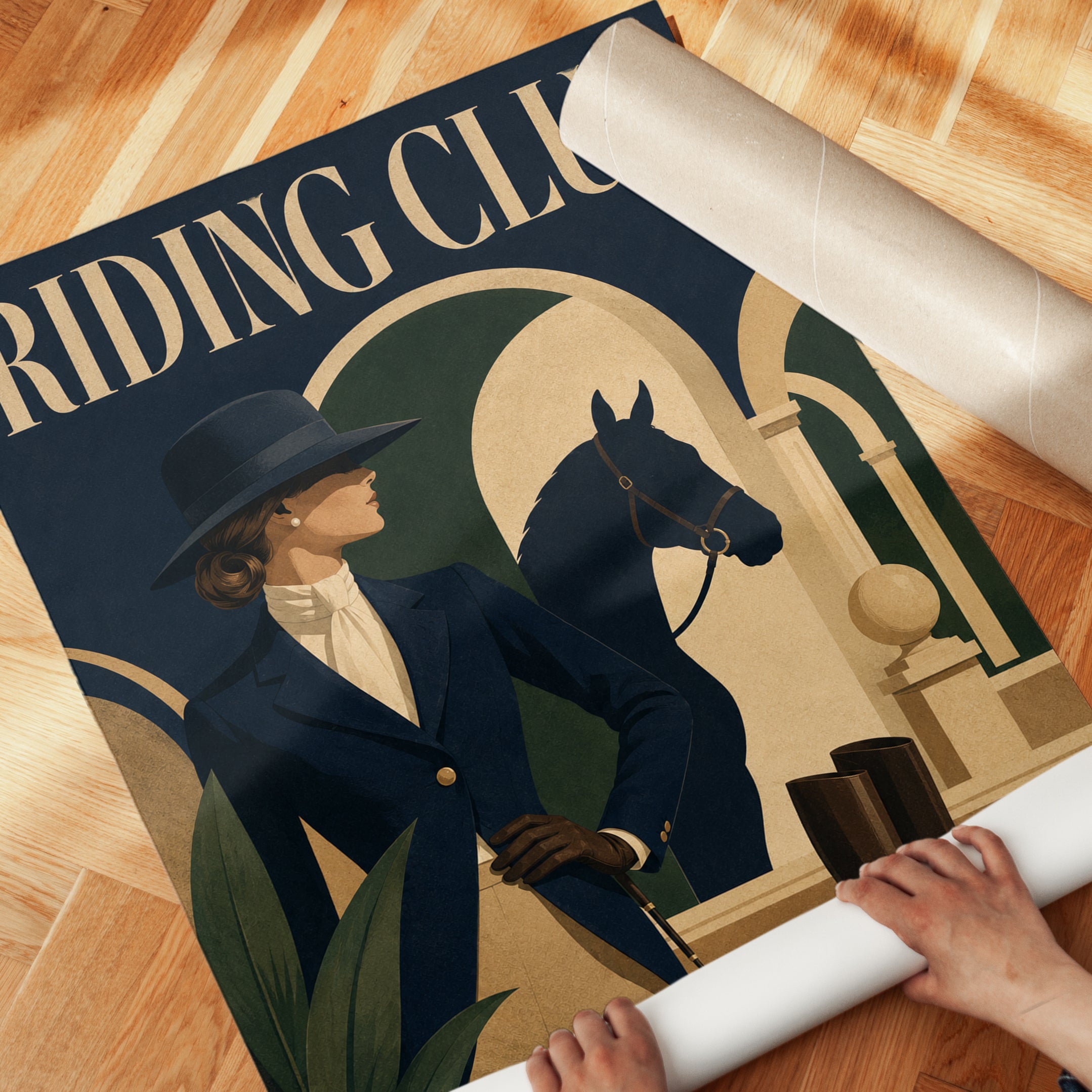 Equestrian Riding Club Print — Vintage Art Deco Poster - detail