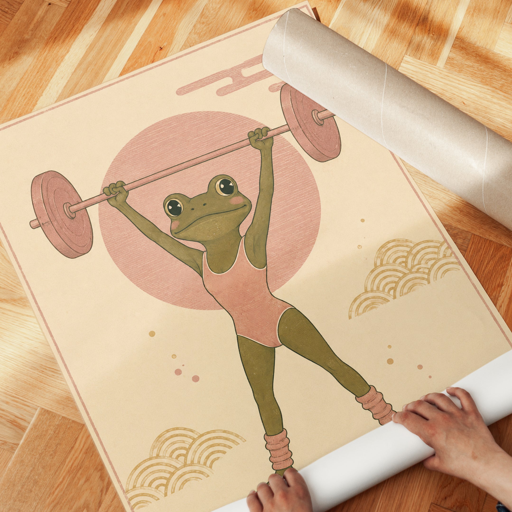Frog Gym Wall Art – Funny Animal Print - detail